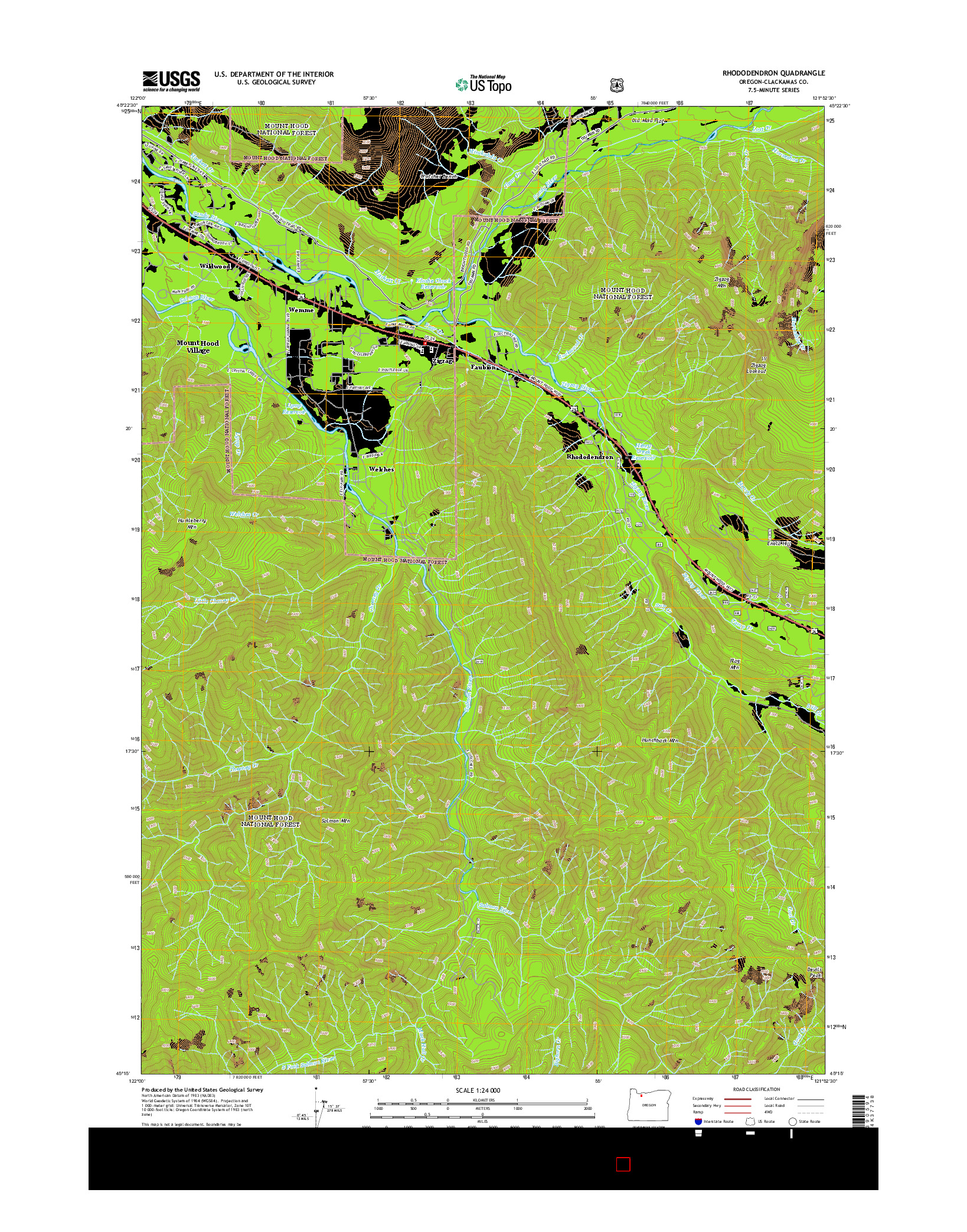 USGS US TOPO 7.5-MINUTE MAP FOR RHODODENDRON, OR 2014