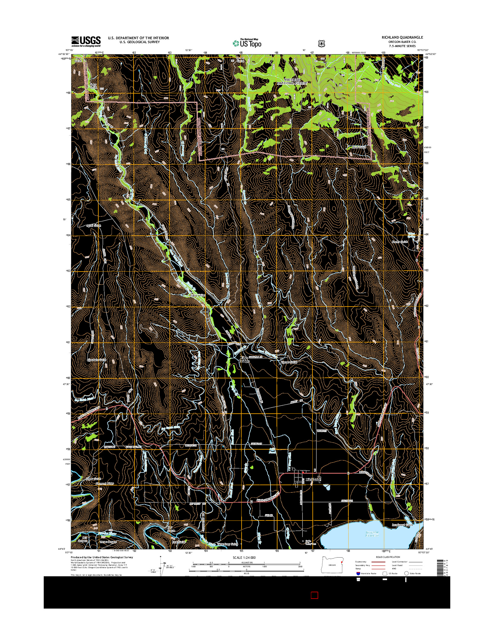 USGS US TOPO 7.5-MINUTE MAP FOR RICHLAND, OR 2014