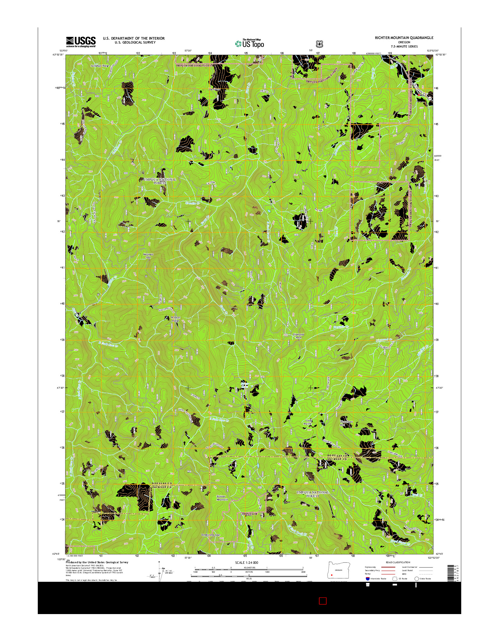 USGS US TOPO 7.5-MINUTE MAP FOR RICHTER MOUNTAIN, OR 2014