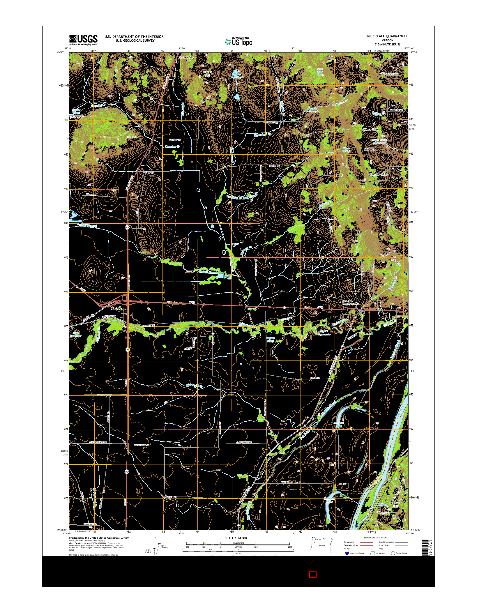 USGS US TOPO 7.5-MINUTE MAP FOR RICKREALL, OR 2014