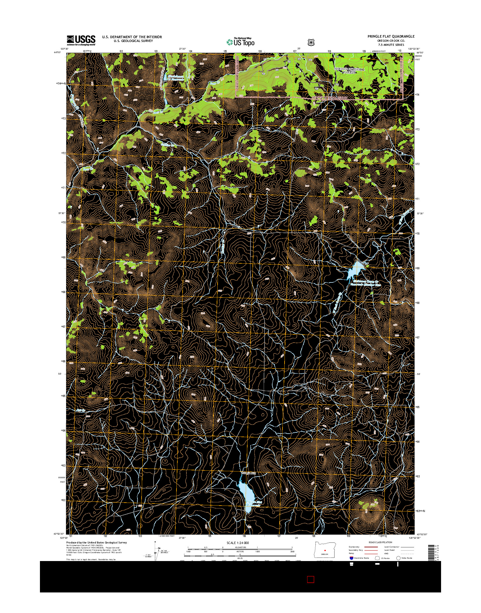 USGS US TOPO 7.5-MINUTE MAP FOR PRINGLE FLAT, OR 2014