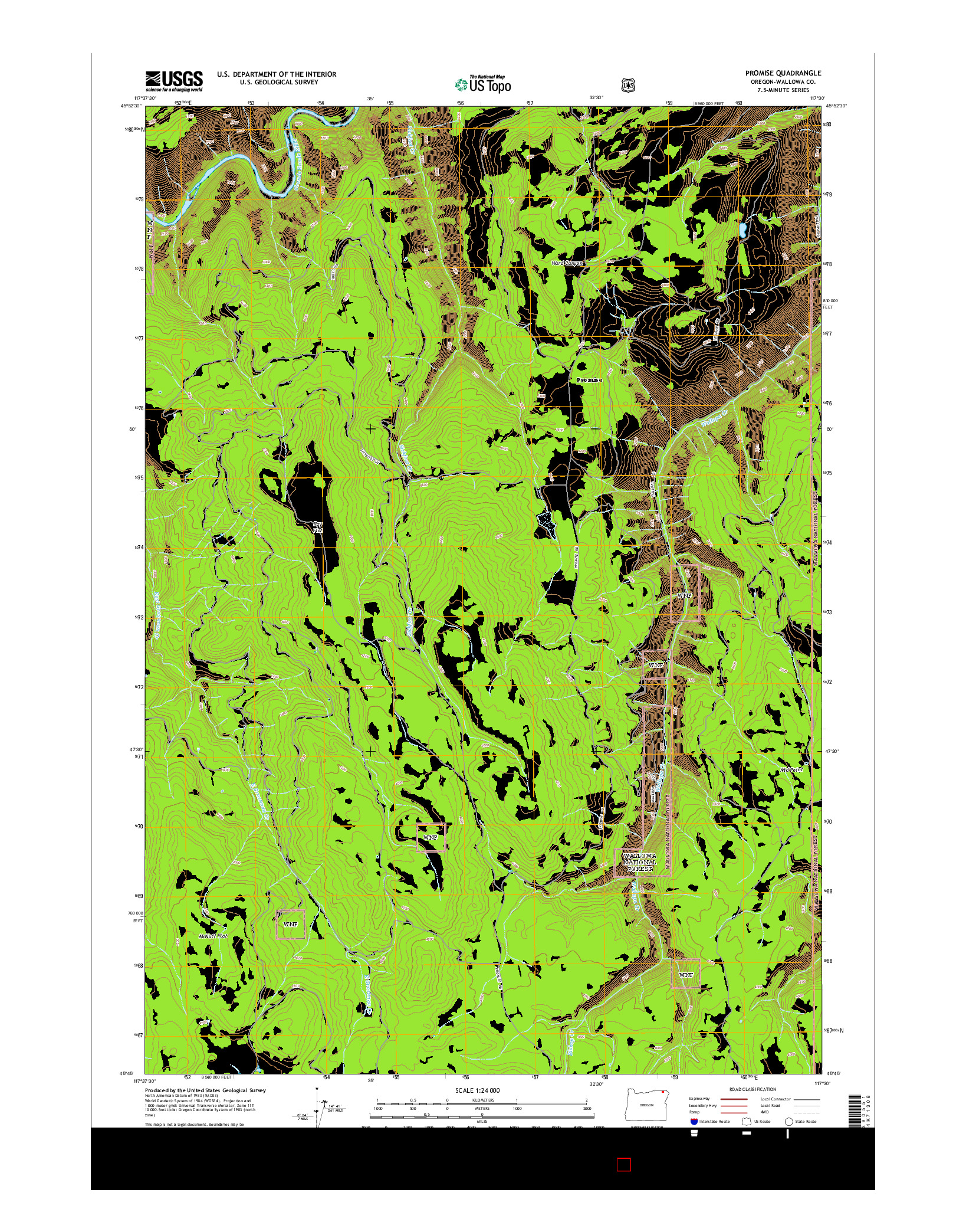 USGS US TOPO 7.5-MINUTE MAP FOR PROMISE, OR 2014