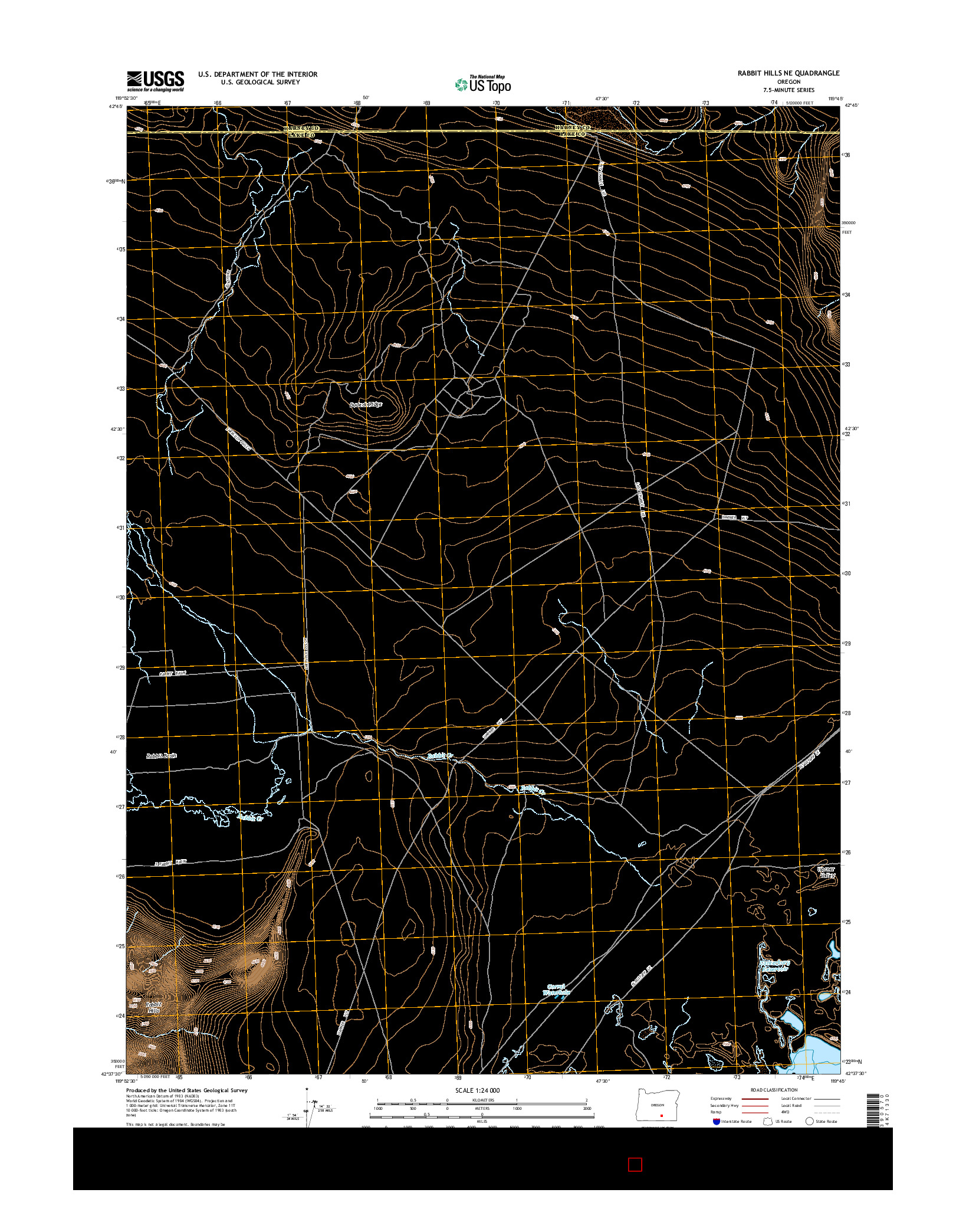 USGS US TOPO 7.5-MINUTE MAP FOR RABBIT HILLS NE, OR 2014