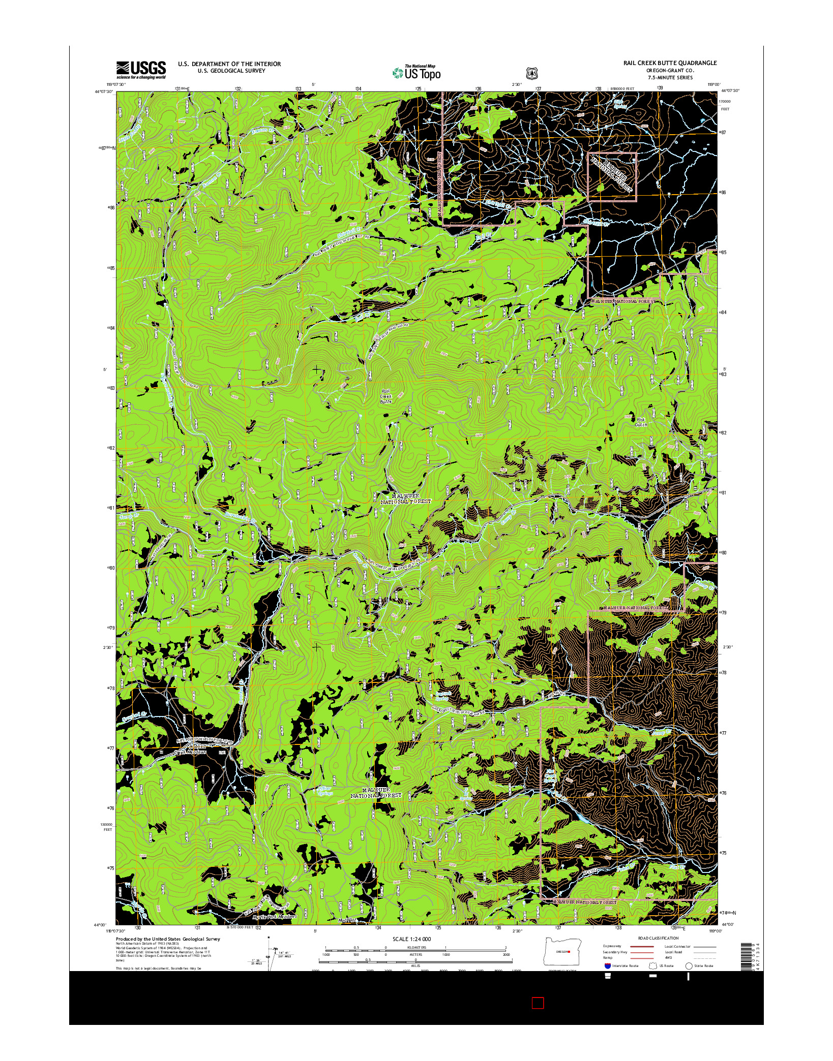 USGS US TOPO 7.5-MINUTE MAP FOR RAIL CREEK BUTTE, OR 2014