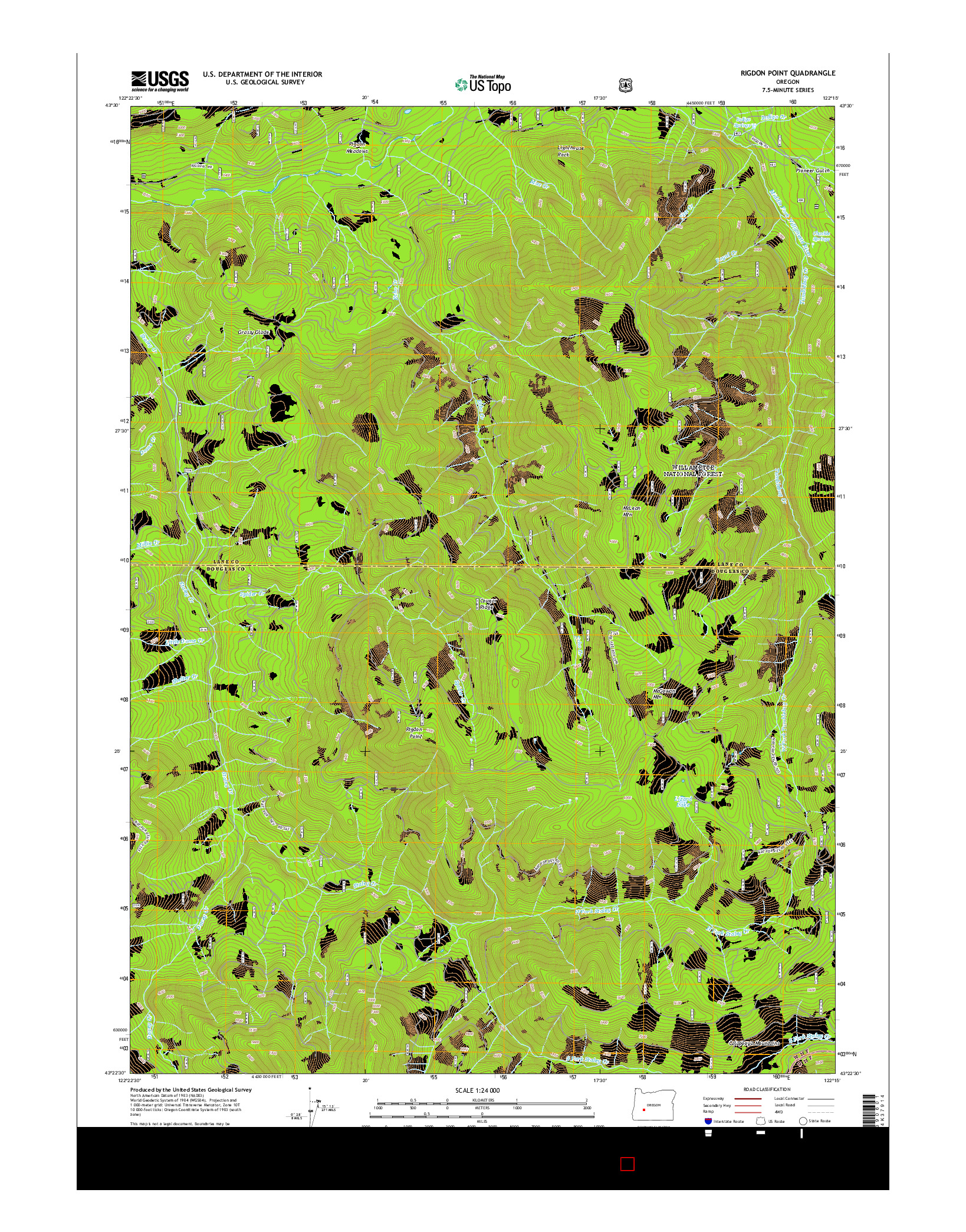 USGS US TOPO 7.5-MINUTE MAP FOR RIGDON POINT, OR 2014