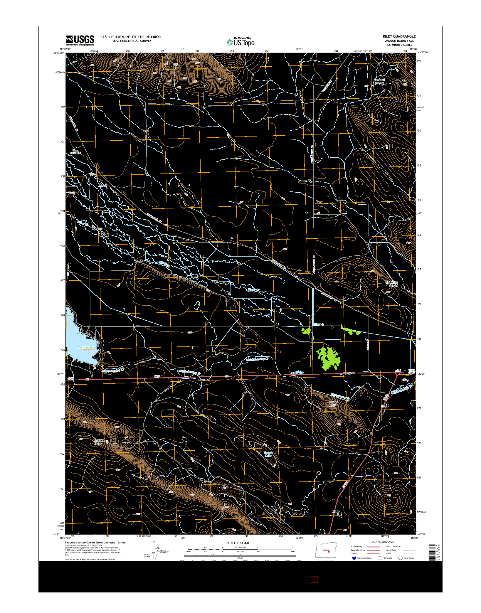 USGS US TOPO 7.5-MINUTE MAP FOR RILEY, OR 2014