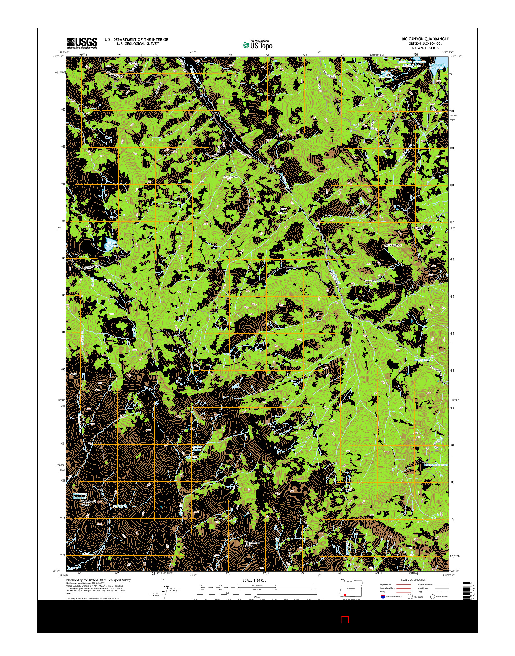 USGS US TOPO 7.5-MINUTE MAP FOR RIO CANYON, OR 2014