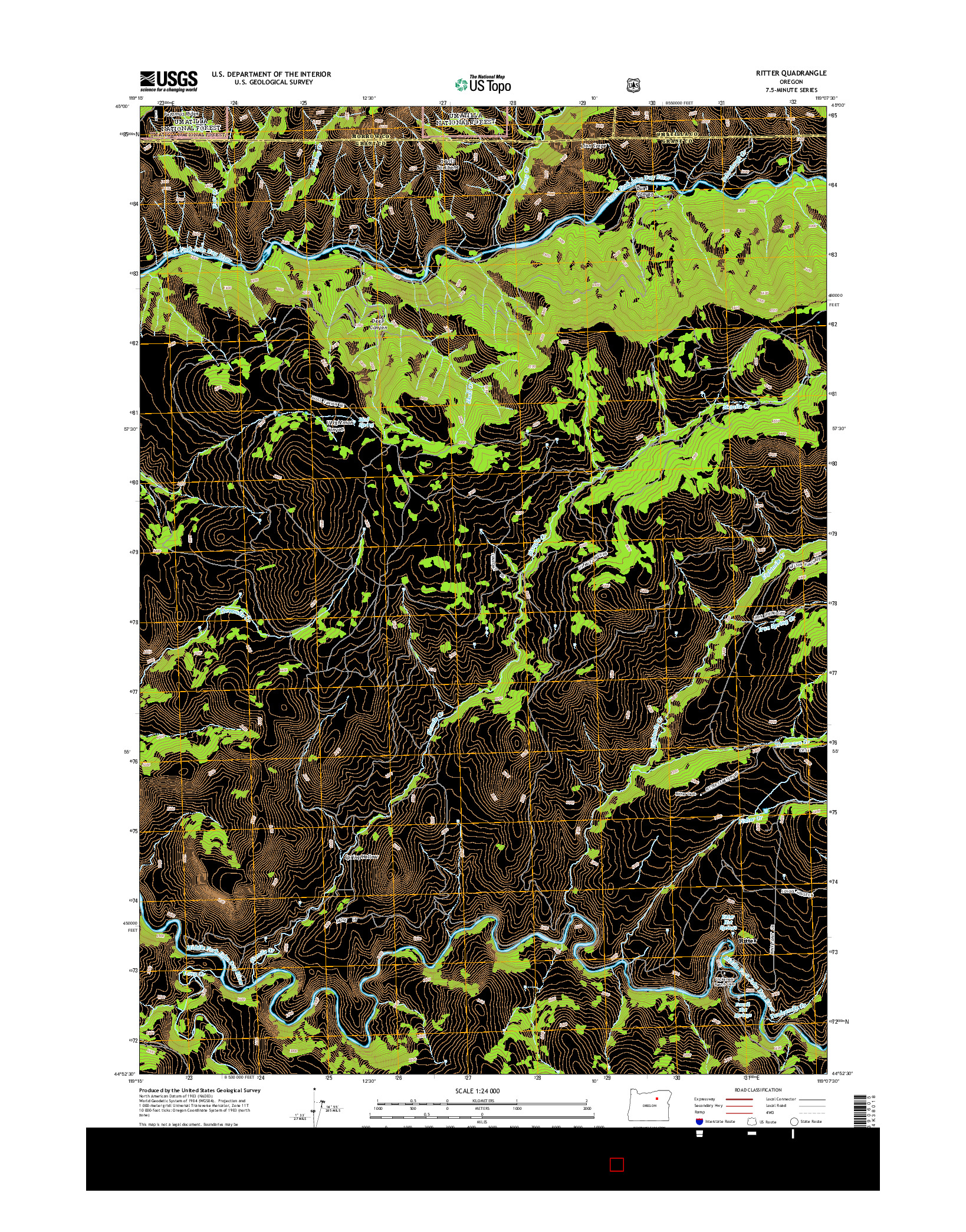 USGS US TOPO 7.5-MINUTE MAP FOR RITTER, OR 2014