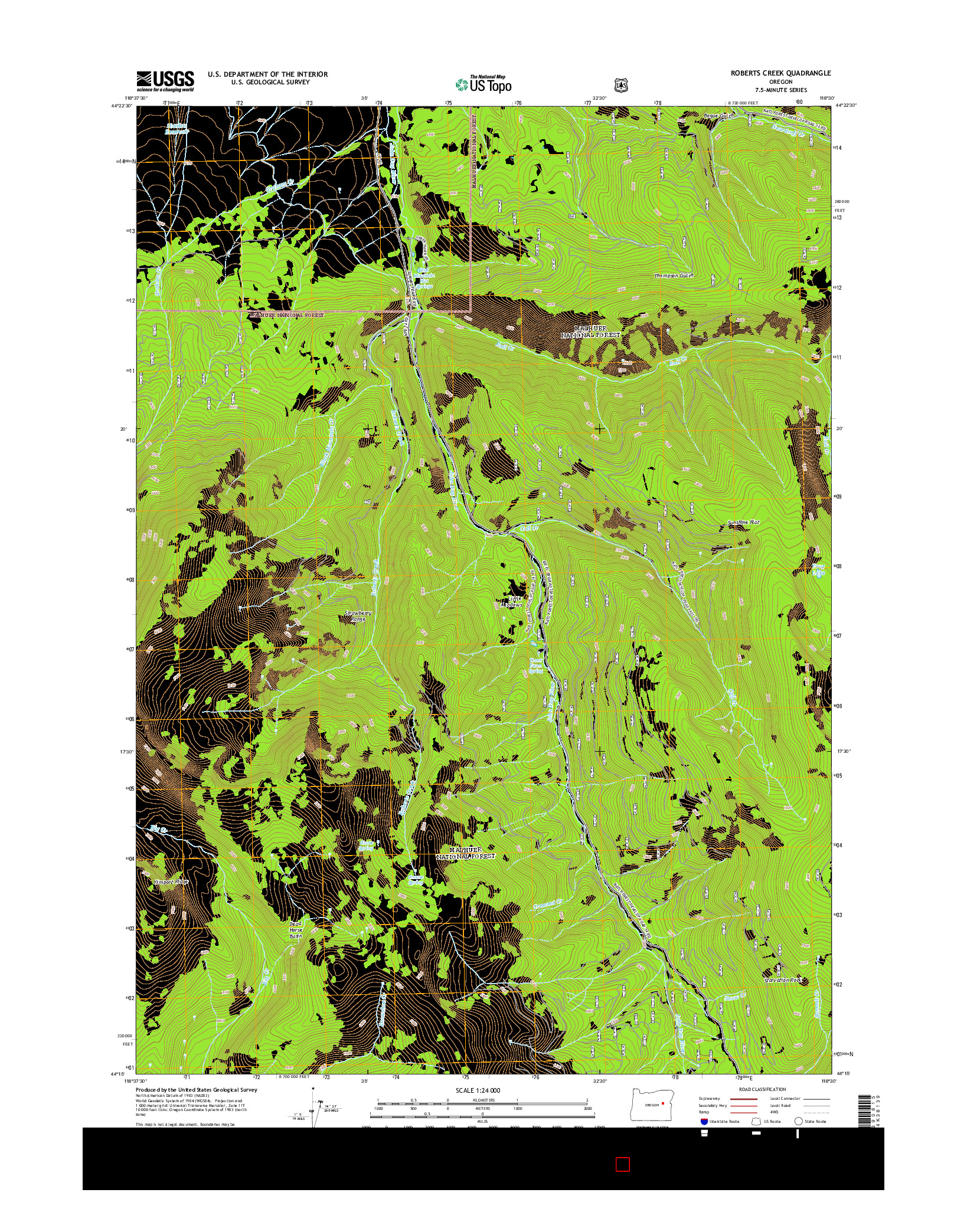 USGS US TOPO 7.5-MINUTE MAP FOR ROBERTS CREEK, OR 2014