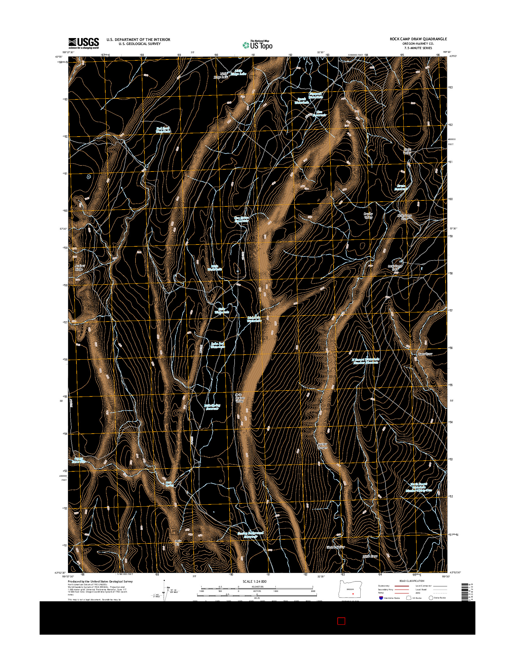 USGS US TOPO 7.5-MINUTE MAP FOR ROCK CAMP DRAW, OR 2014