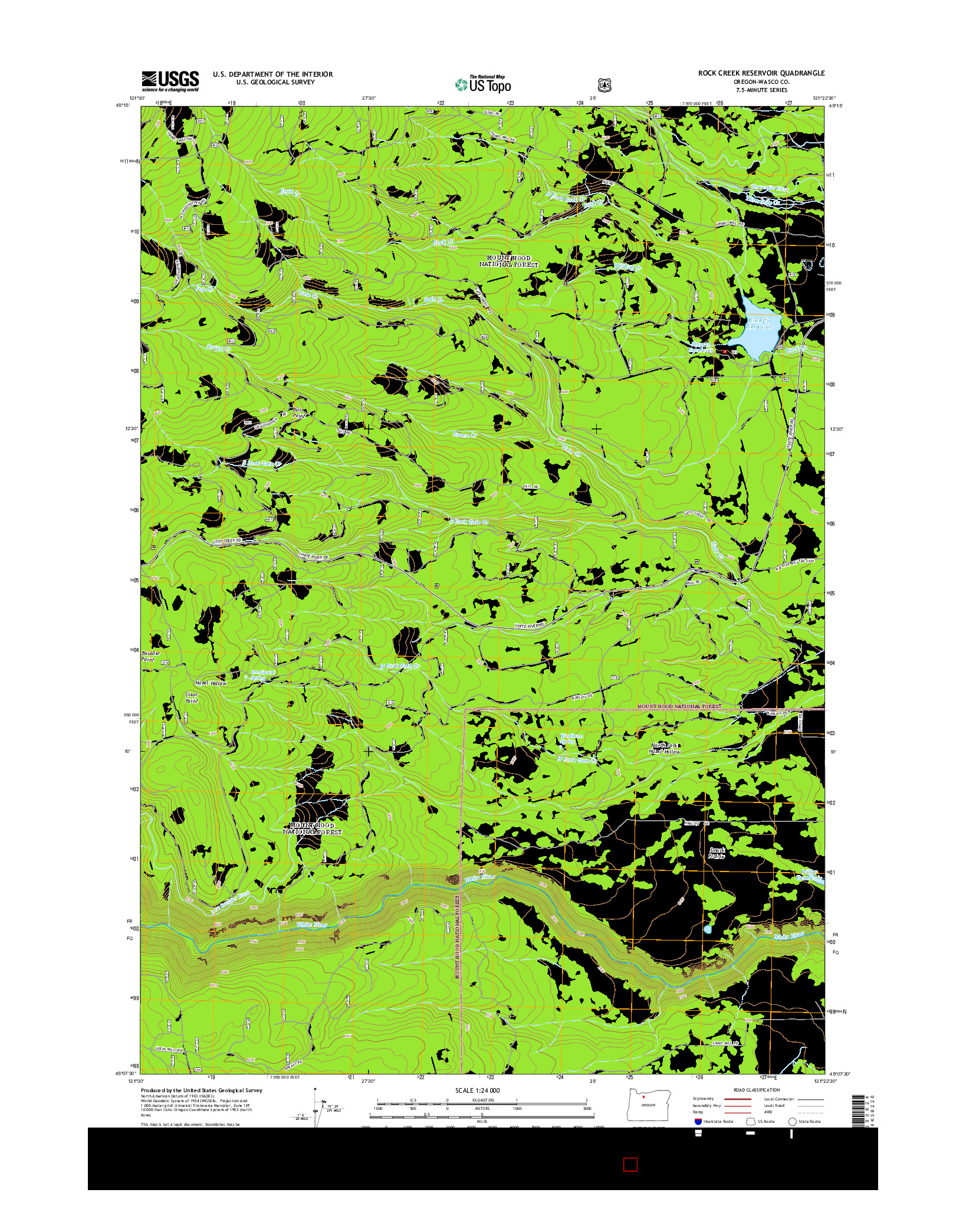 USGS US TOPO 7.5-MINUTE MAP FOR ROCK CREEK RESERVOIR, OR 2014