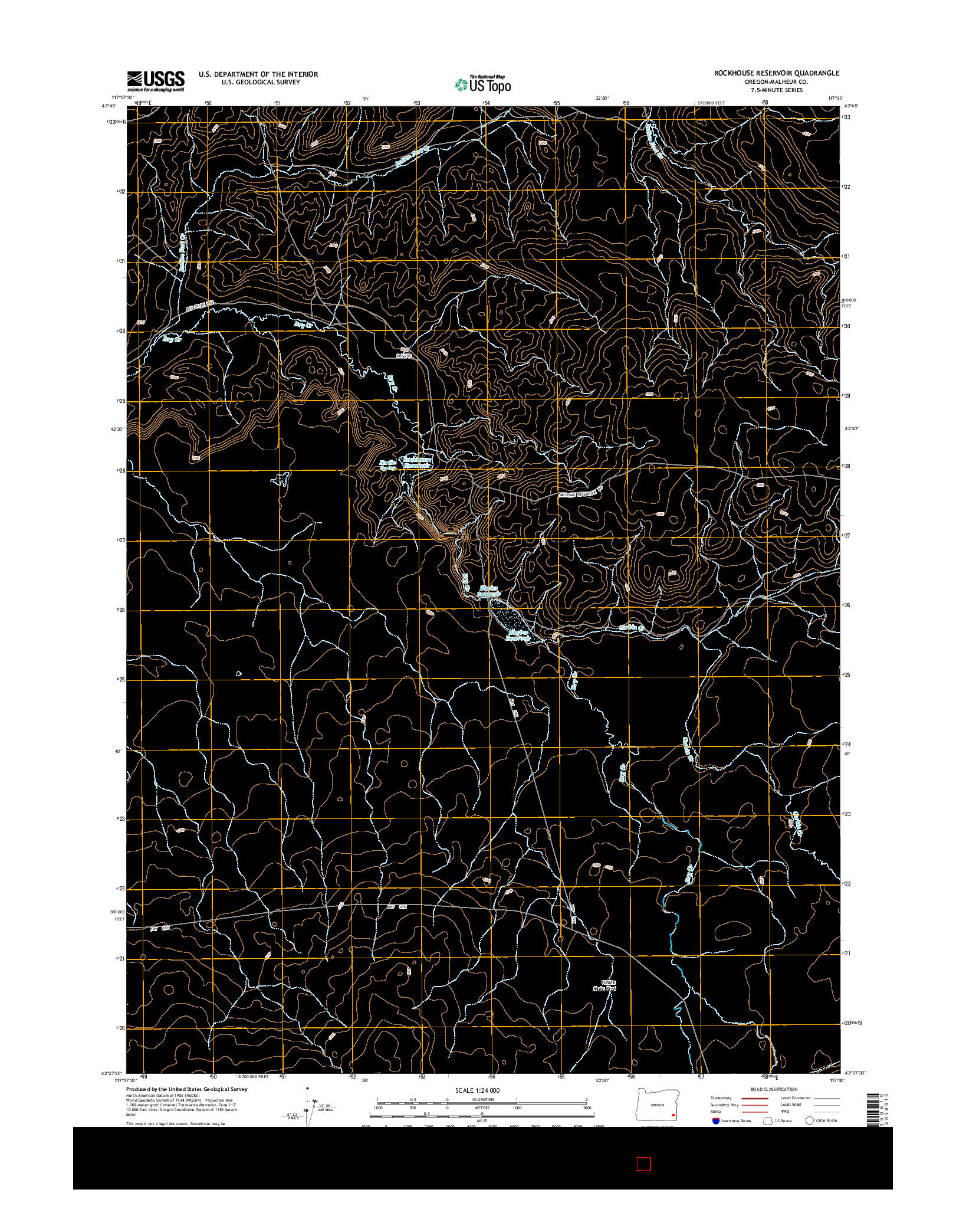USGS US TOPO 7.5-MINUTE MAP FOR ROCKHOUSE RESERVOIR, OR 2014