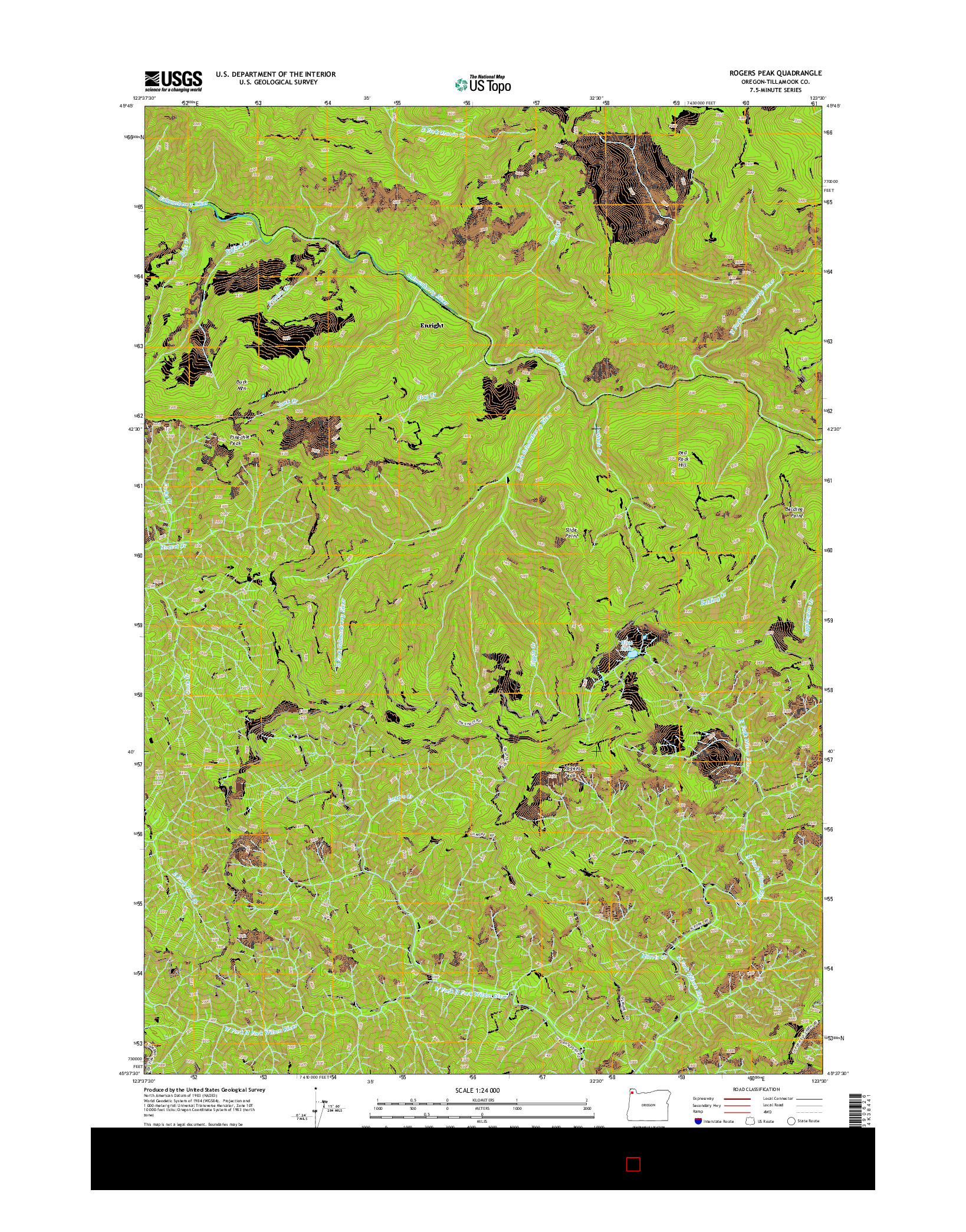USGS US TOPO 7.5-MINUTE MAP FOR ROGERS PEAK, OR 2014