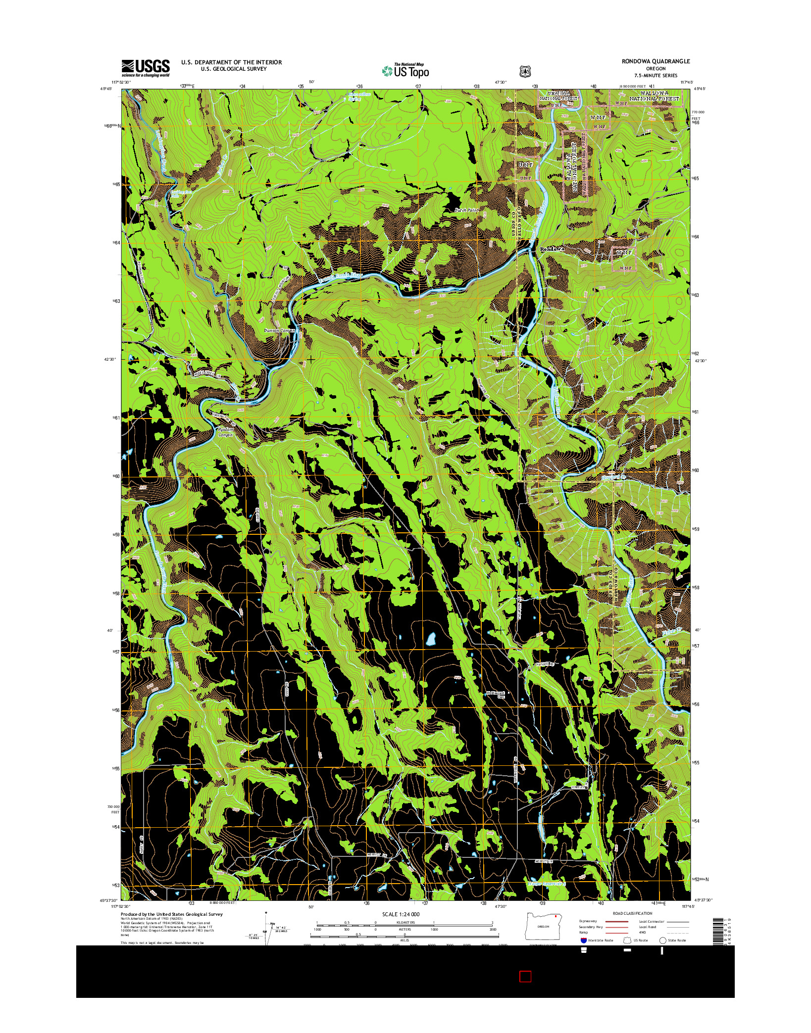 USGS US TOPO 7.5-MINUTE MAP FOR RONDOWA, OR 2014