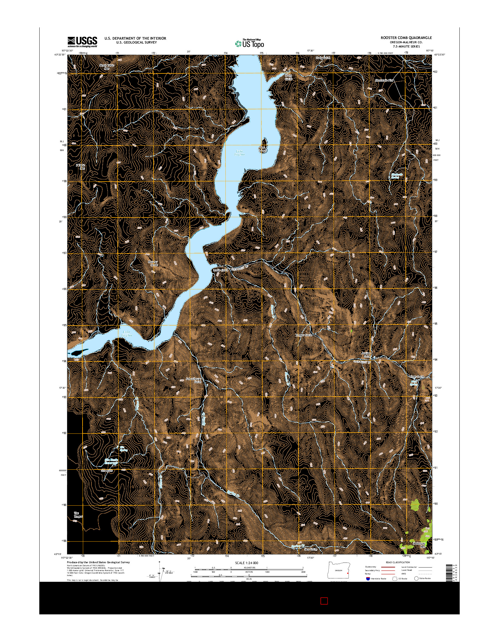 USGS US TOPO 7.5-MINUTE MAP FOR ROOSTER COMB, OR 2014