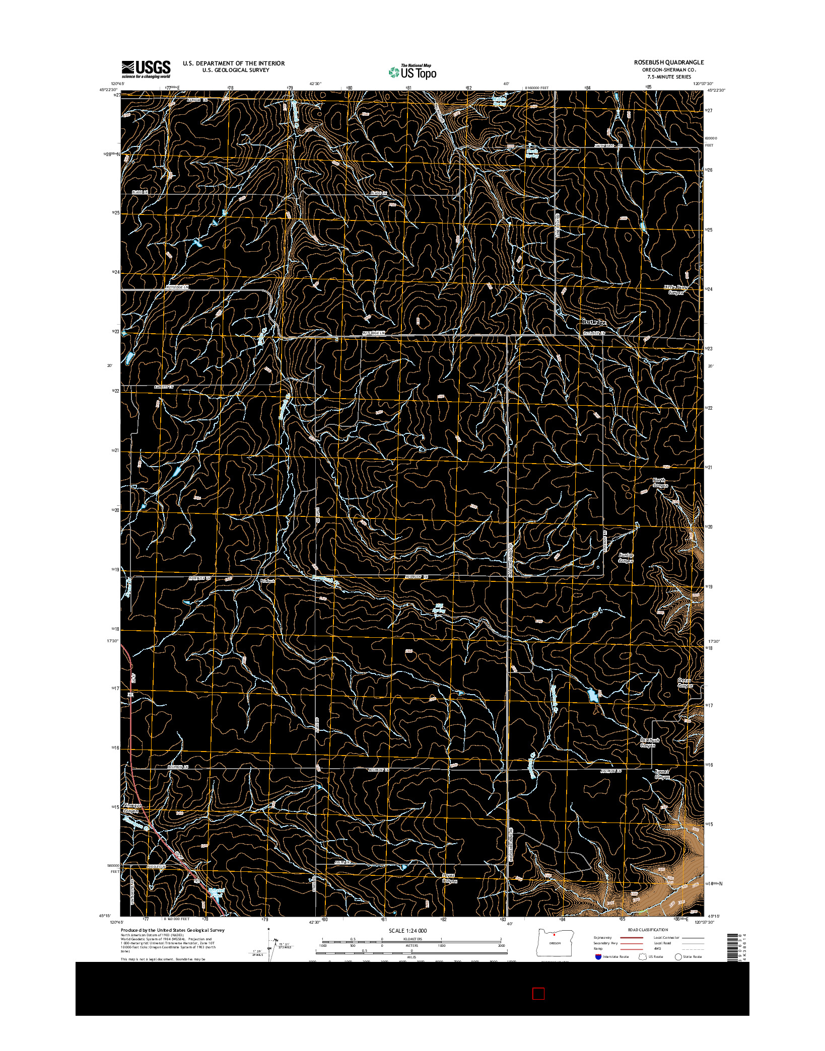 USGS US TOPO 7.5-MINUTE MAP FOR ROSEBUSH, OR 2014