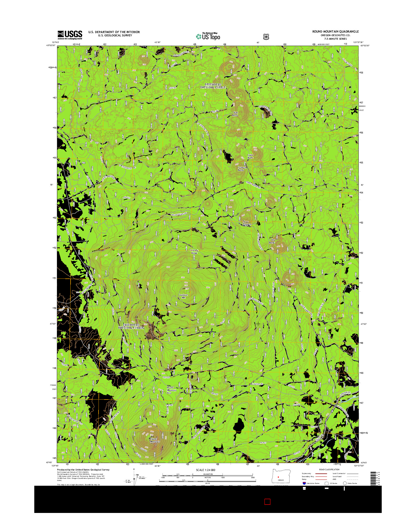 USGS US TOPO 7.5-MINUTE MAP FOR ROUND MOUNTAIN, OR 2014