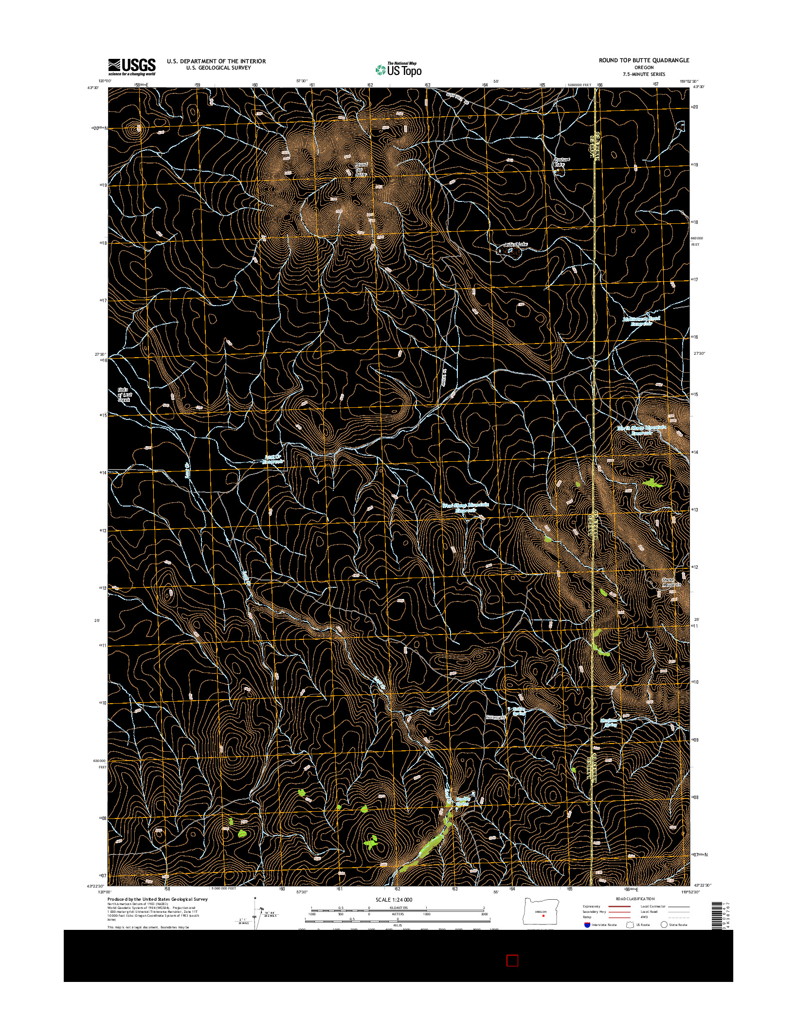 USGS US TOPO 7.5-MINUTE MAP FOR ROUND TOP BUTTE, OR 2014