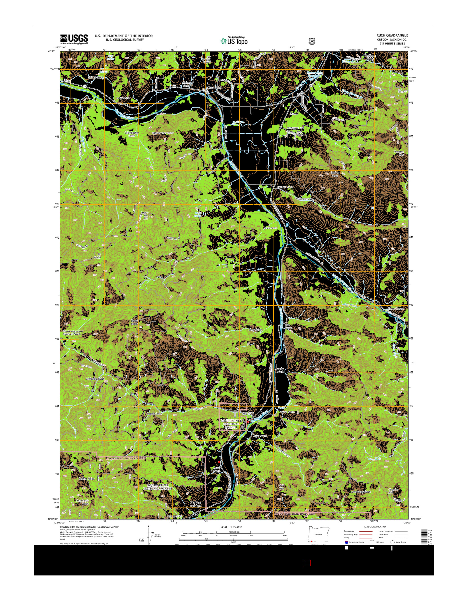USGS US TOPO 7.5-MINUTE MAP FOR RUCH, OR 2014