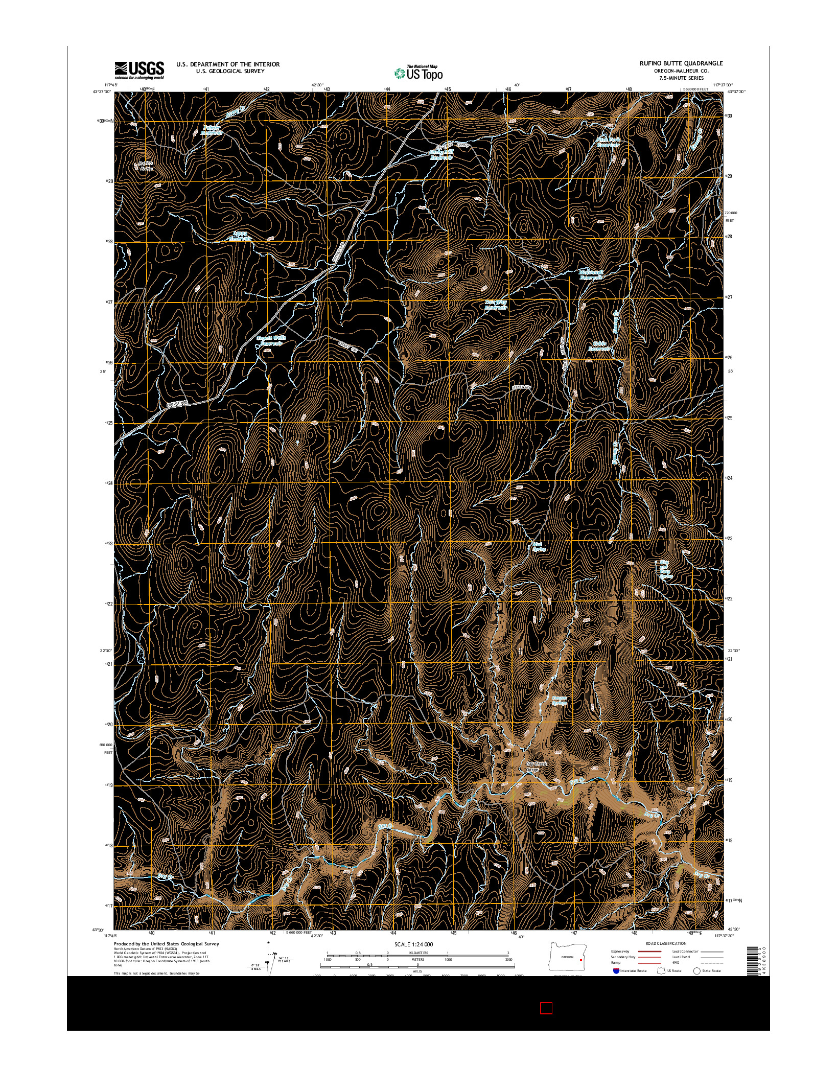 USGS US TOPO 7.5-MINUTE MAP FOR RUFINO BUTTE, OR 2014