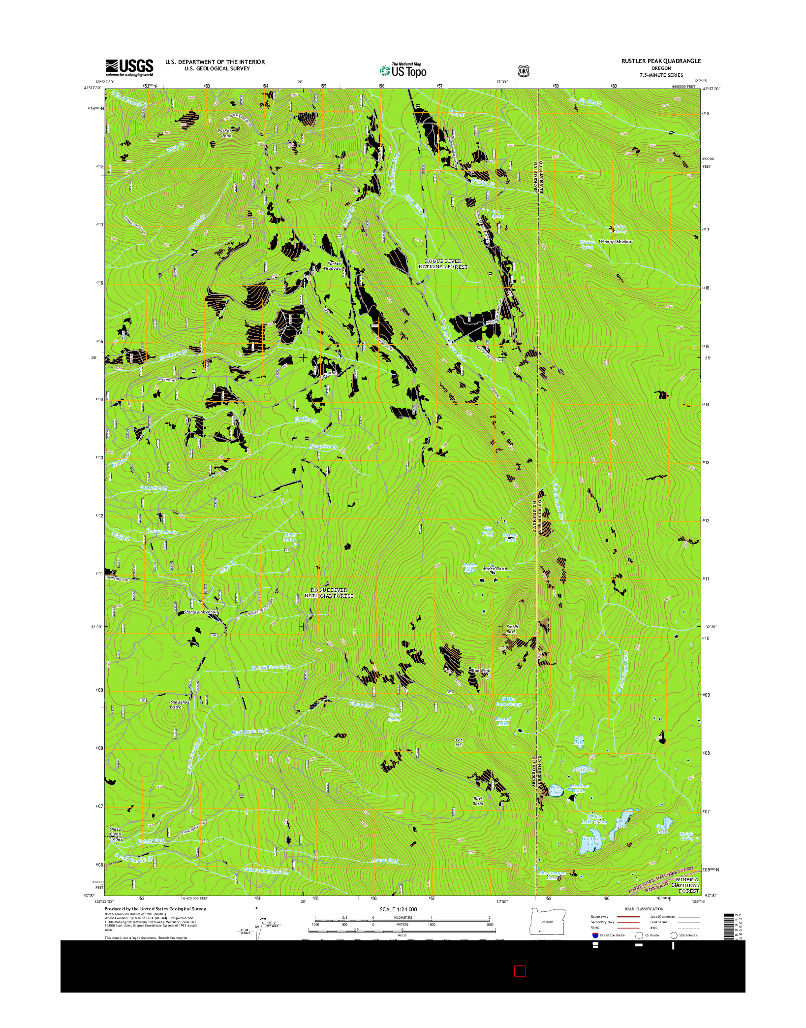 USGS US TOPO 7.5-MINUTE MAP FOR RUSTLER PEAK, OR 2014