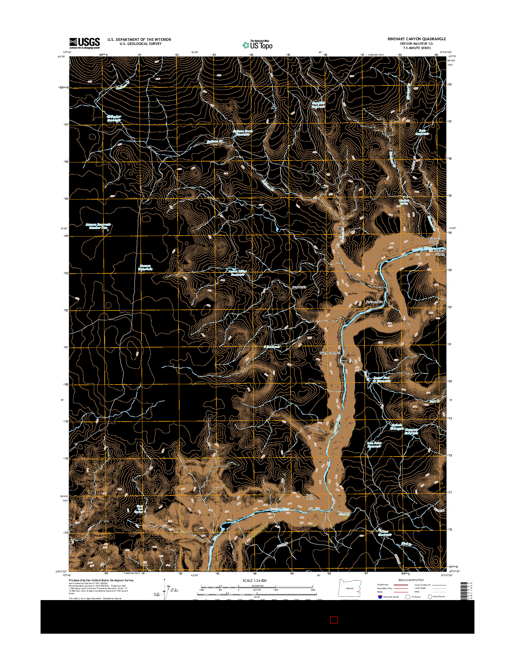 USGS US TOPO 7.5-MINUTE MAP FOR RINEHART CANYON, OR 2014