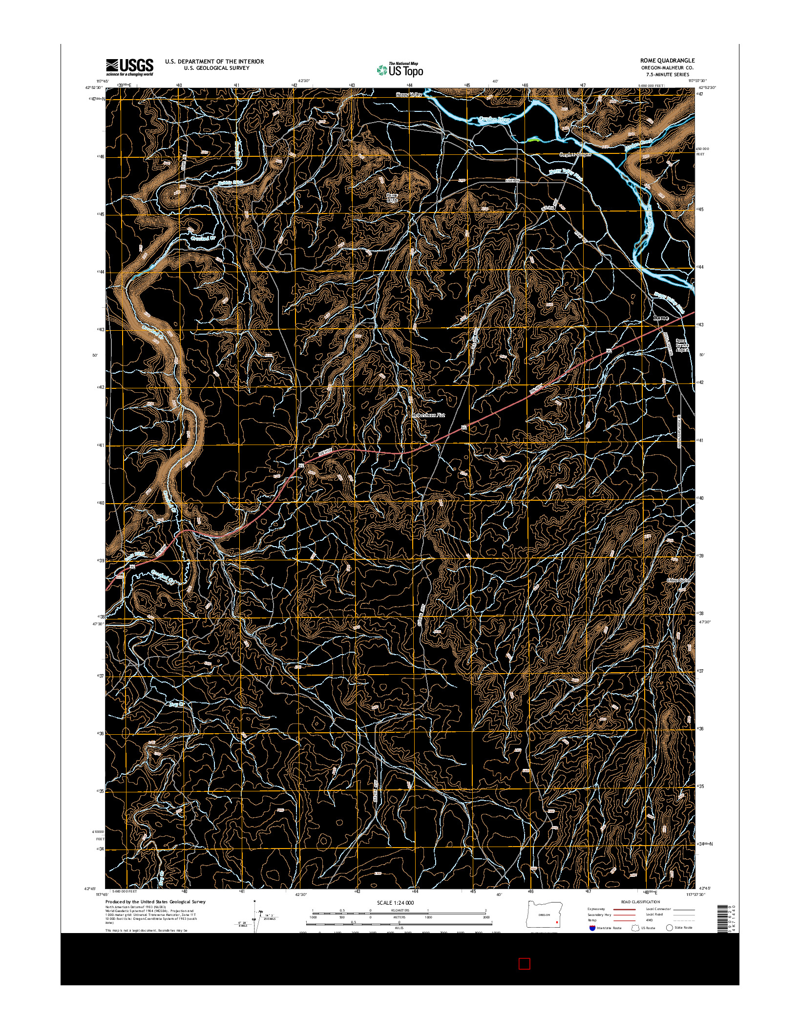 USGS US TOPO 7.5-MINUTE MAP FOR ROME, OR 2014