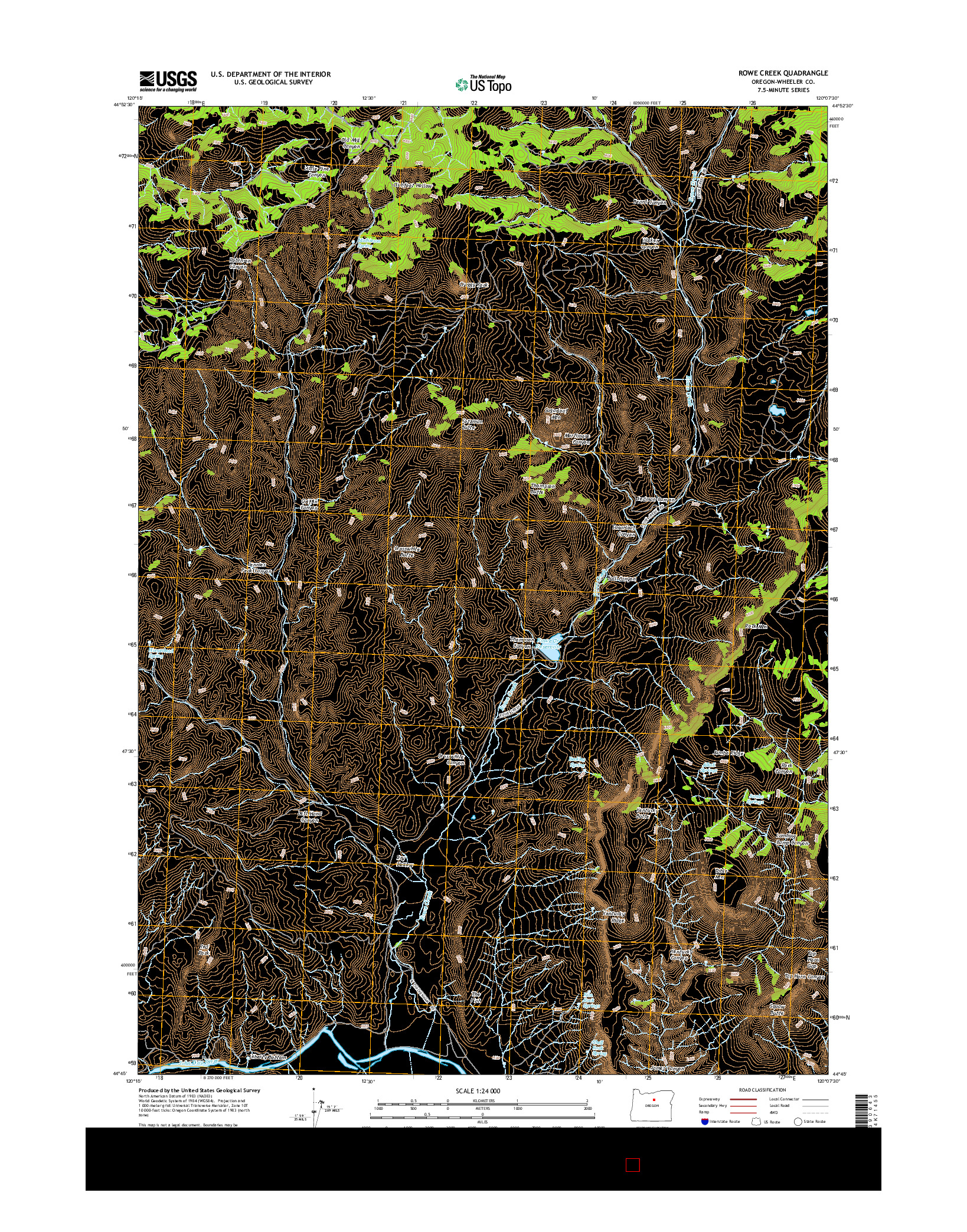 USGS US TOPO 7.5-MINUTE MAP FOR ROWE CREEK, OR 2014