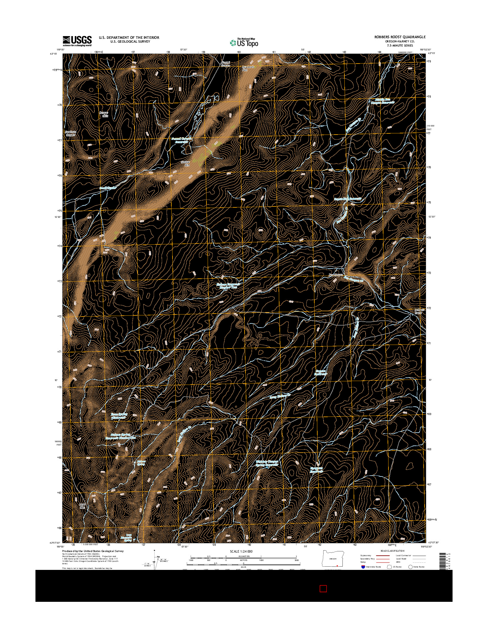 USGS US TOPO 7.5-MINUTE MAP FOR ROBBERS ROOST, OR 2014