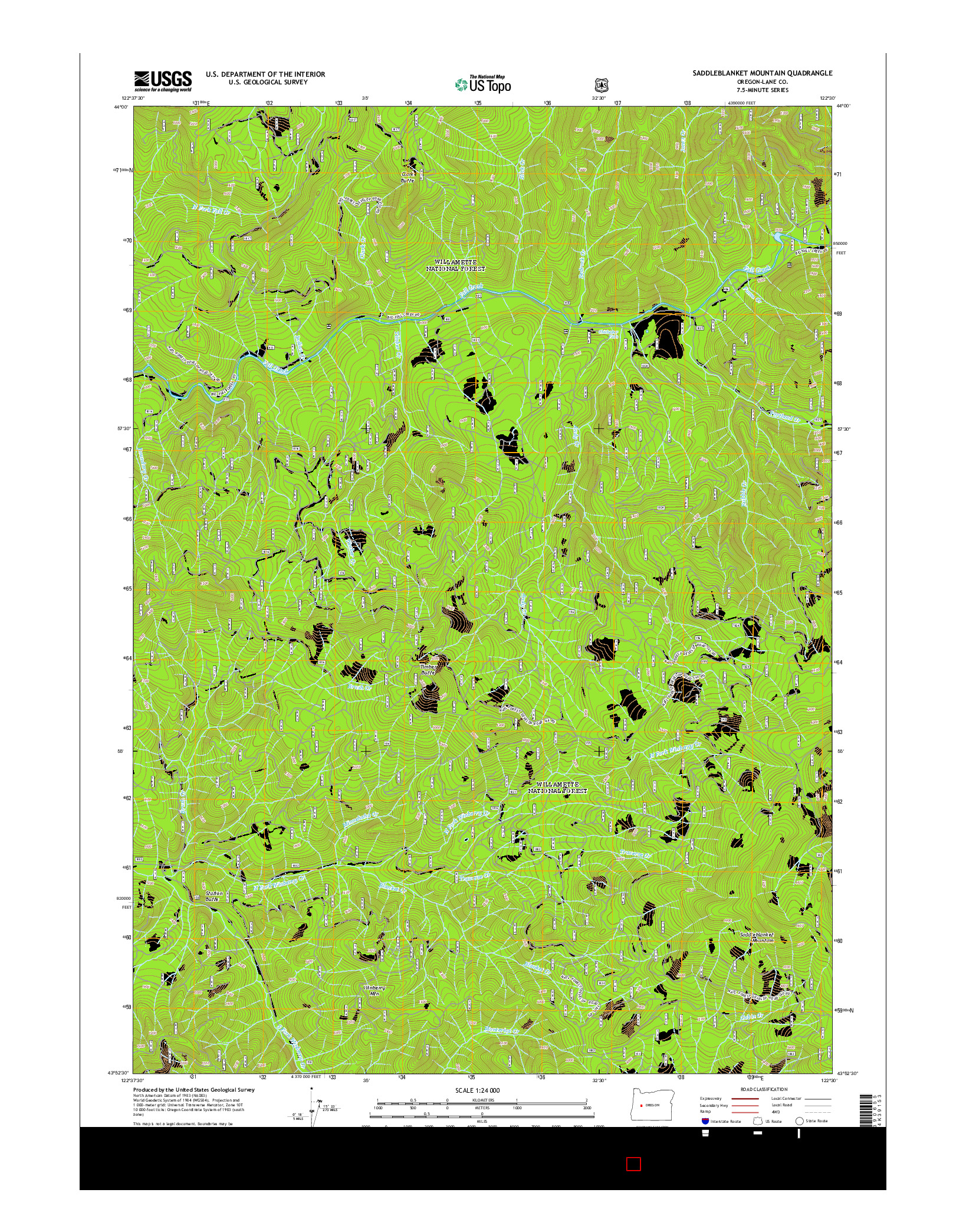 USGS US TOPO 7.5-MINUTE MAP FOR SADDLEBLANKET MOUNTAIN, OR 2014