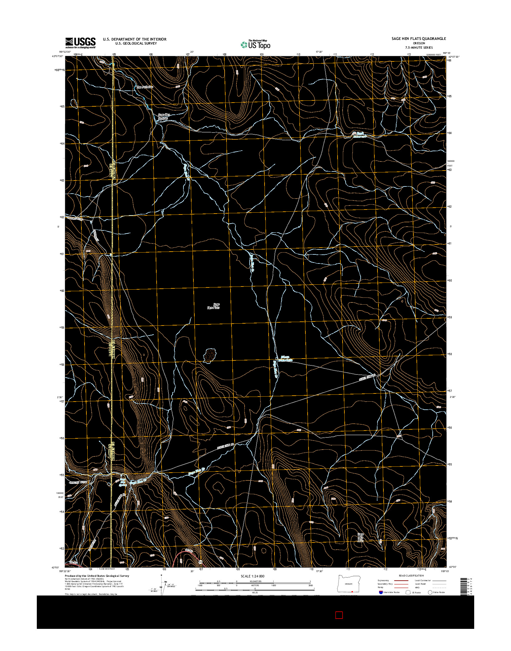 USGS US TOPO 7.5-MINUTE MAP FOR SAGE HEN FLATS, OR 2014