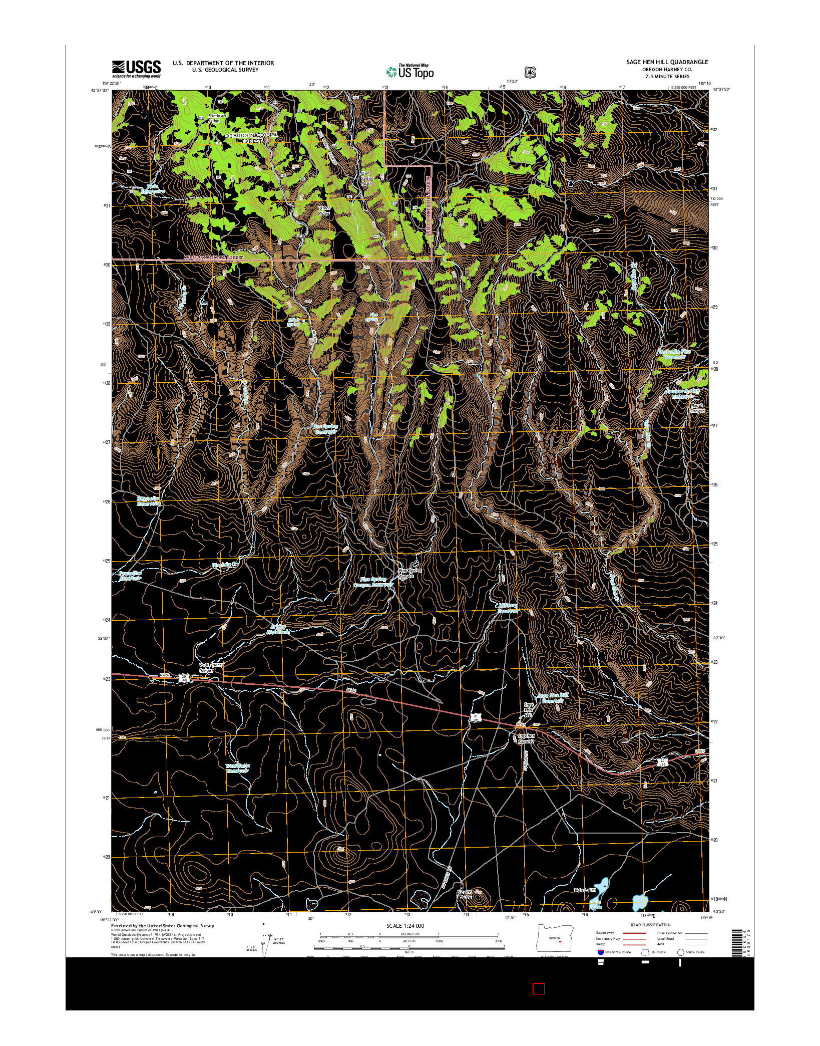 USGS US TOPO 7.5-MINUTE MAP FOR SAGE HEN HILL, OR 2014