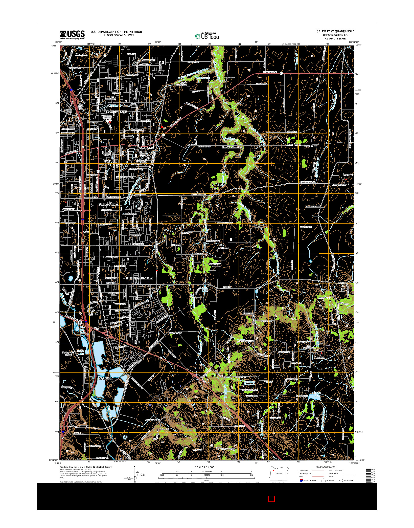 USGS US TOPO 7.5-MINUTE MAP FOR SALEM EAST, OR 2014