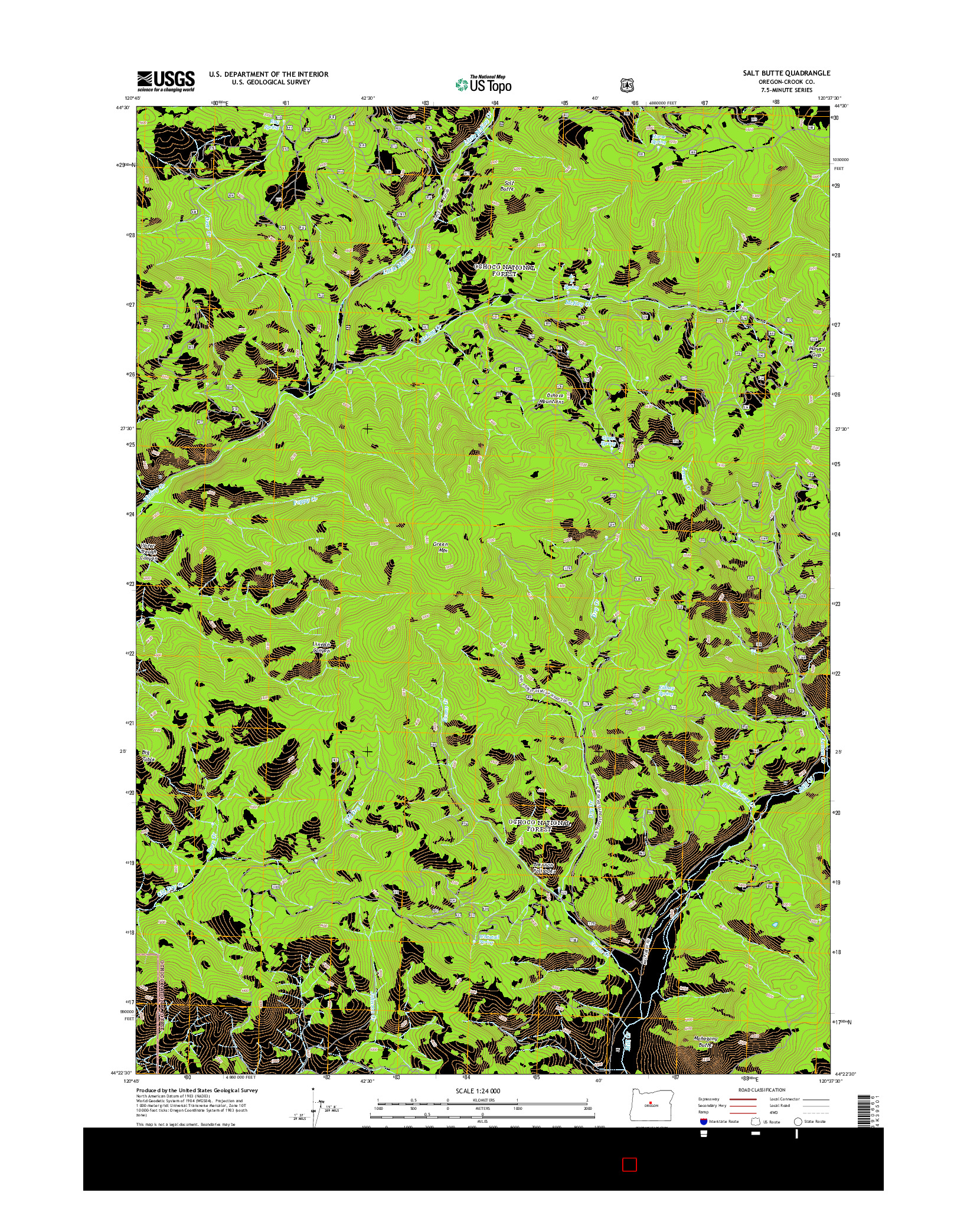 USGS US TOPO 7.5-MINUTE MAP FOR SALT BUTTE, OR 2014