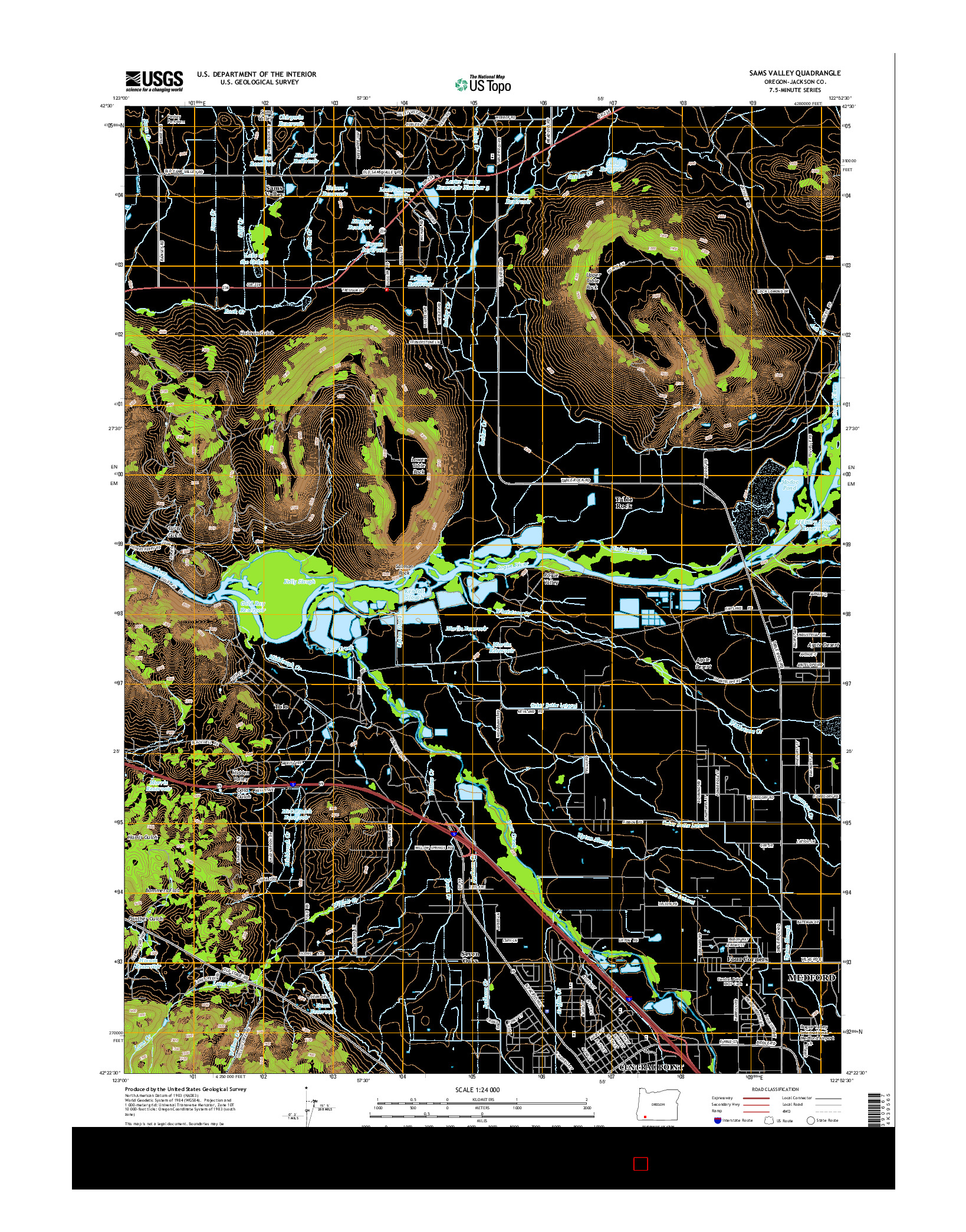 USGS US TOPO 7.5-MINUTE MAP FOR SAMS VALLEY, OR 2014