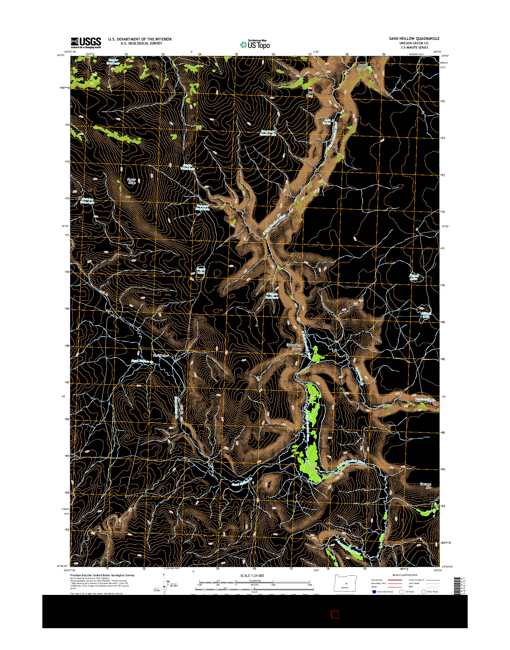 USGS US TOPO 7.5-MINUTE MAP FOR SAND HOLLOW, OR 2014