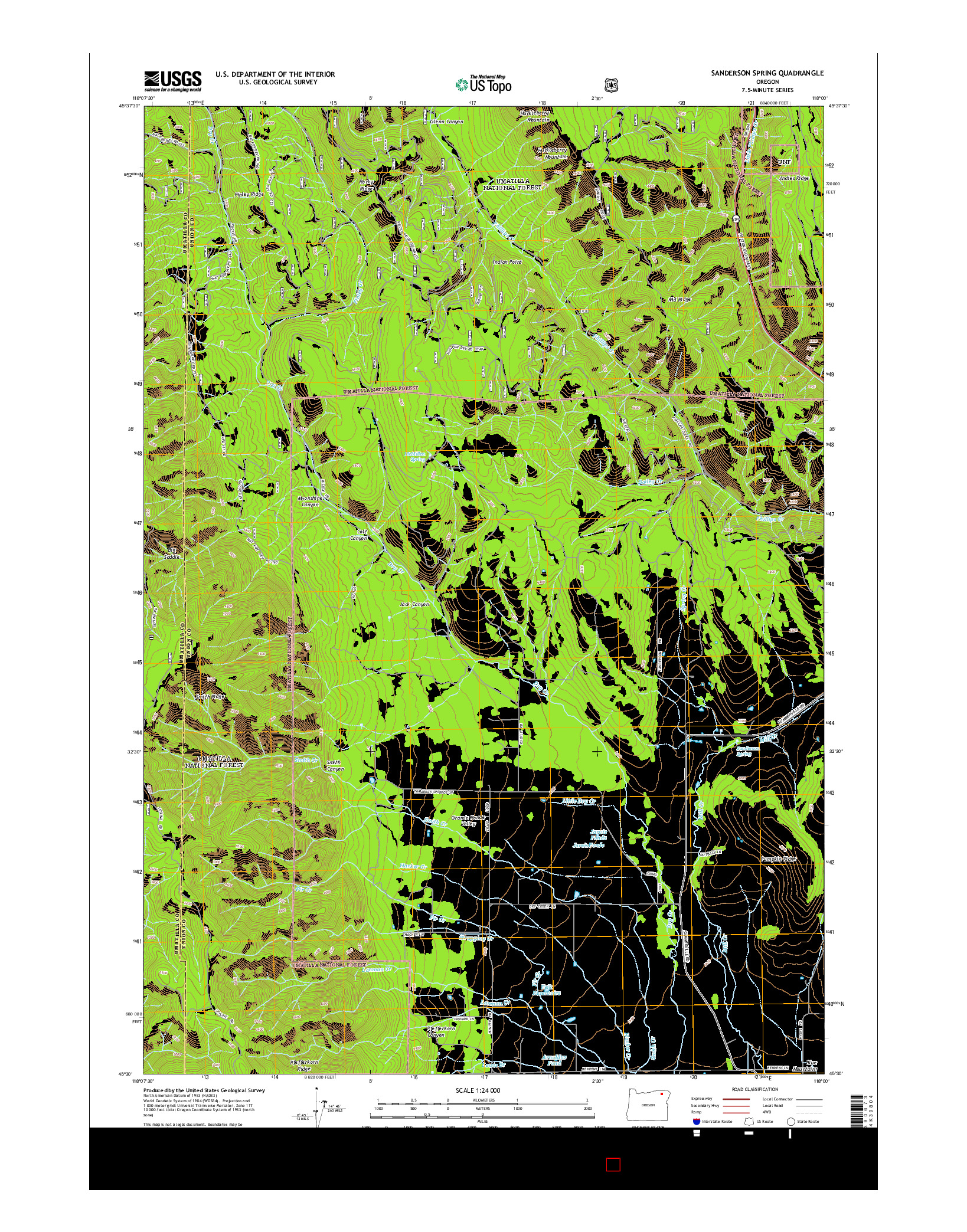 USGS US TOPO 7.5-MINUTE MAP FOR SANDERSON SPRING, OR 2014