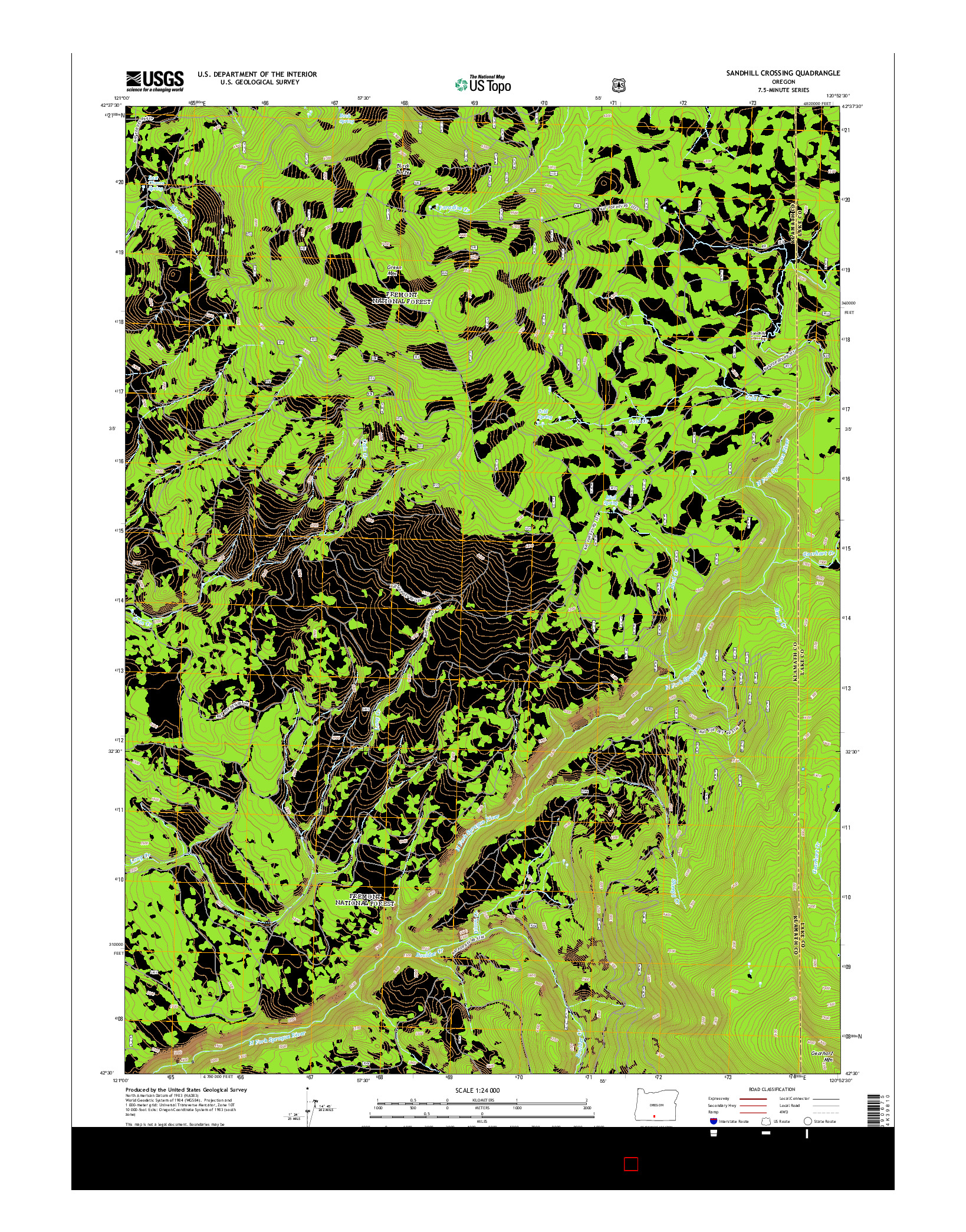 USGS US TOPO 7.5-MINUTE MAP FOR SANDHILL CROSSING, OR 2014