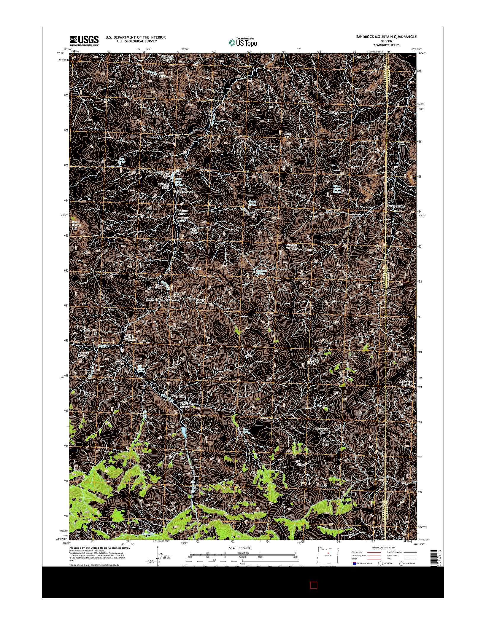 USGS US TOPO 7.5-MINUTE MAP FOR SANDROCK MOUNTAIN, OR 2014