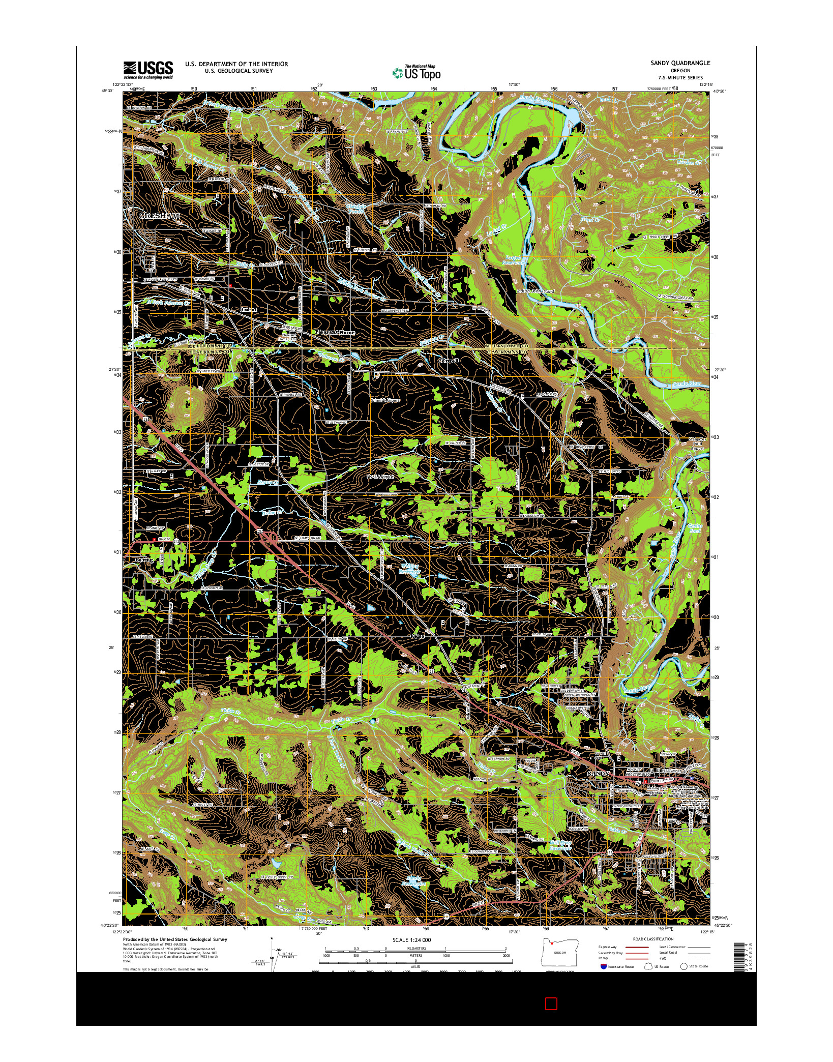 USGS US TOPO 7.5-MINUTE MAP FOR SANDY, OR 2014