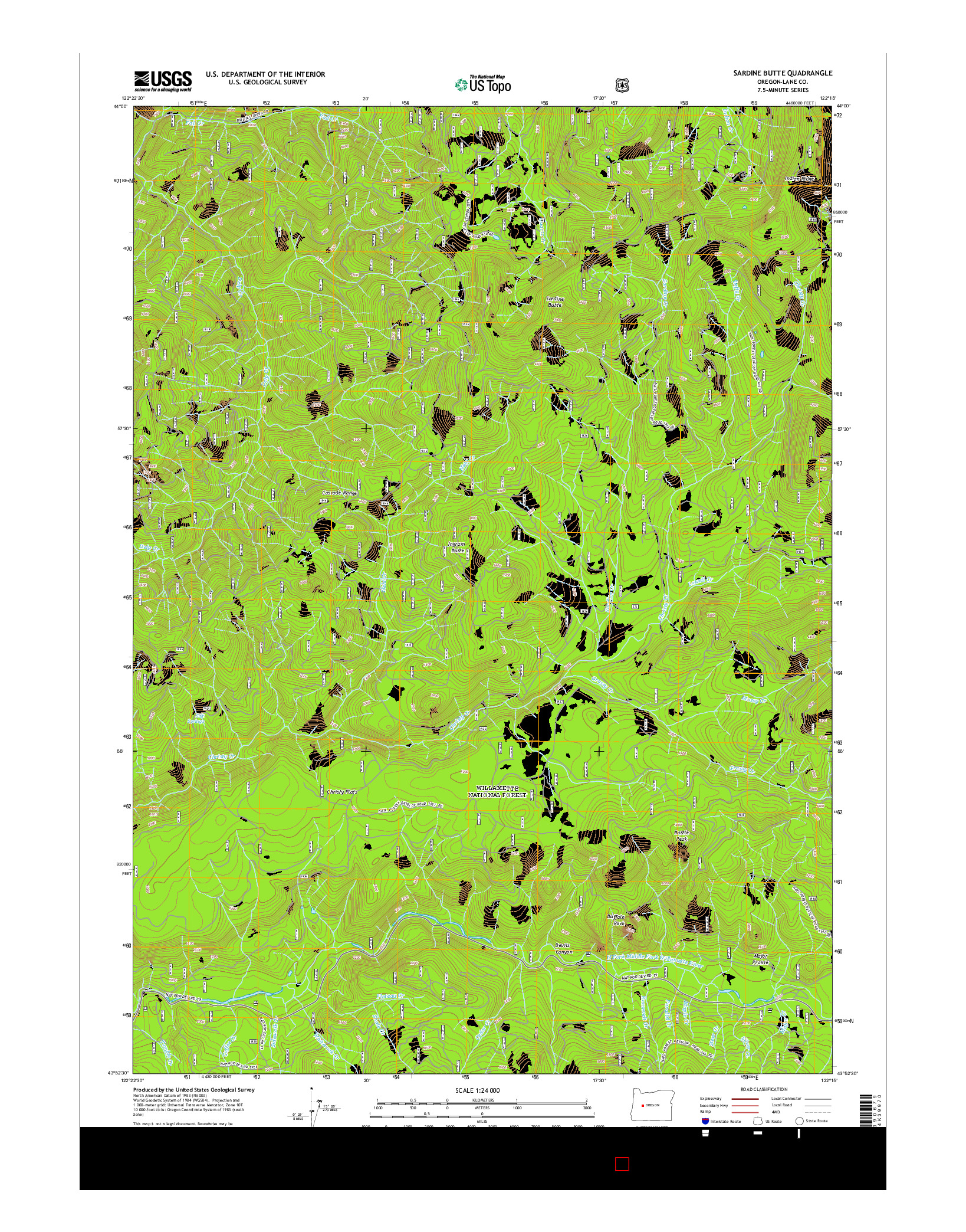 USGS US TOPO 7.5-MINUTE MAP FOR SARDINE BUTTE, OR 2014