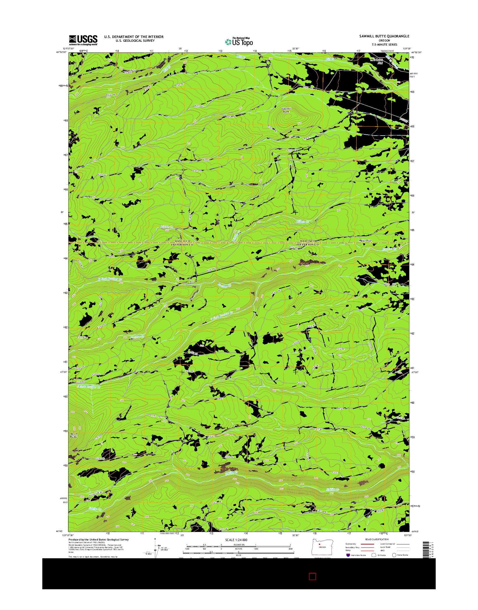 USGS US TOPO 7.5-MINUTE MAP FOR SAWMILL BUTTE, OR 2014