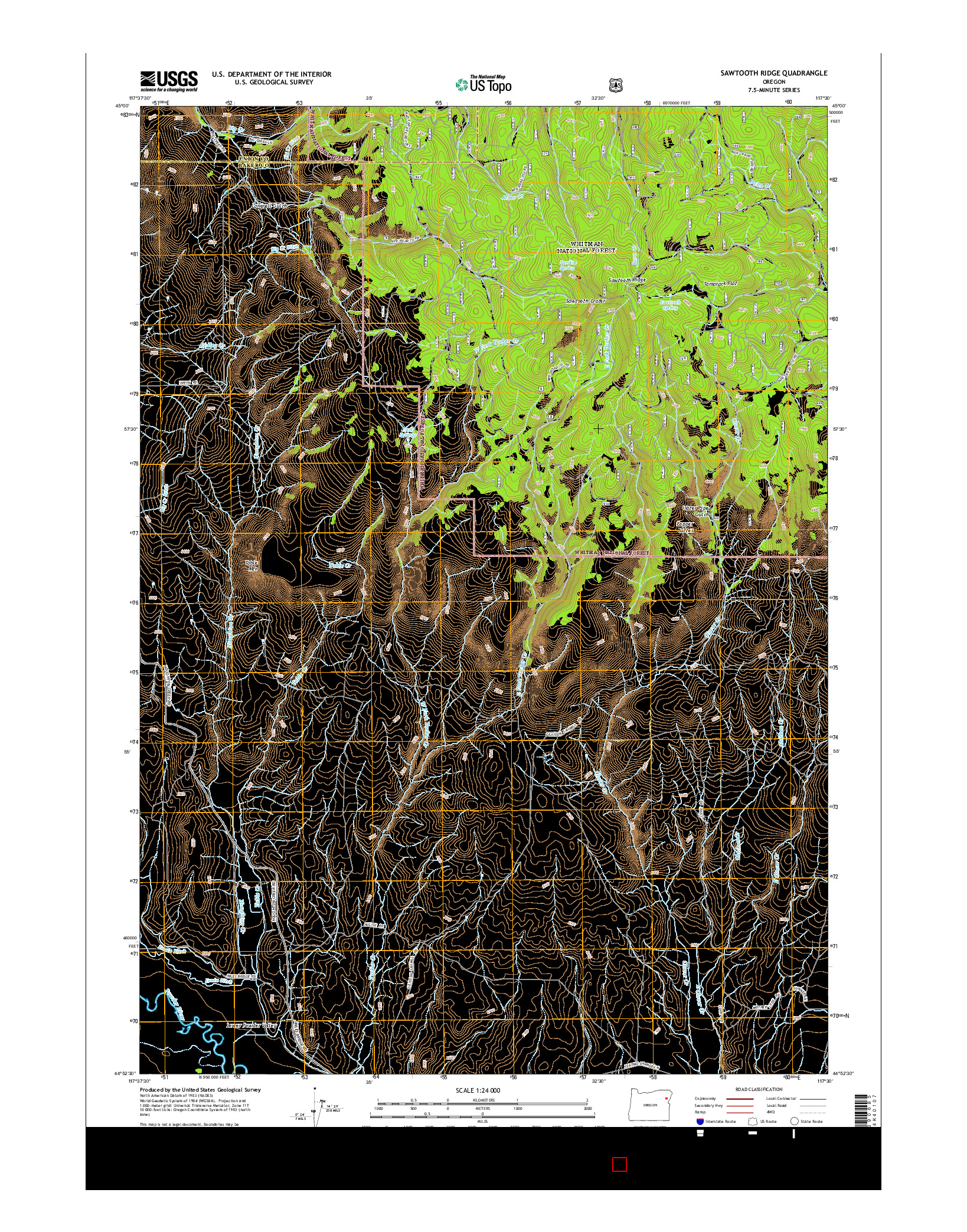 USGS US TOPO 7.5-MINUTE MAP FOR SAWTOOTH RIDGE, OR 2014