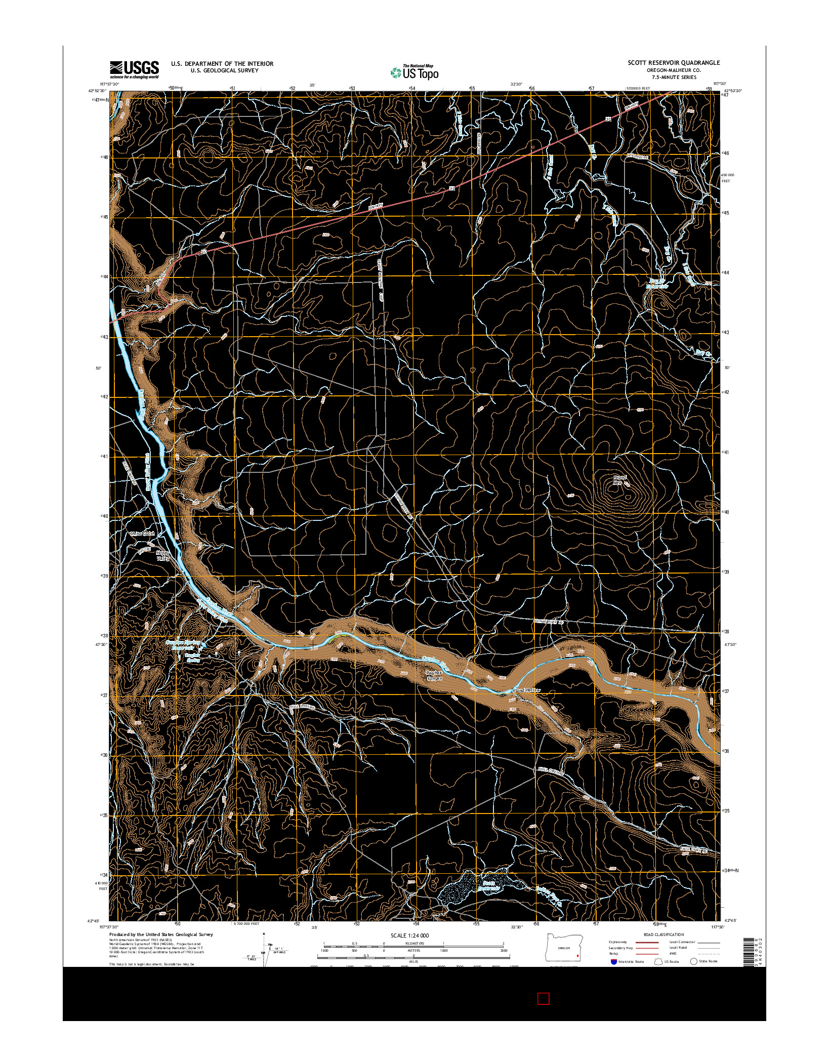 USGS US TOPO 7.5-MINUTE MAP FOR SCOTT RESERVOIR, OR 2014