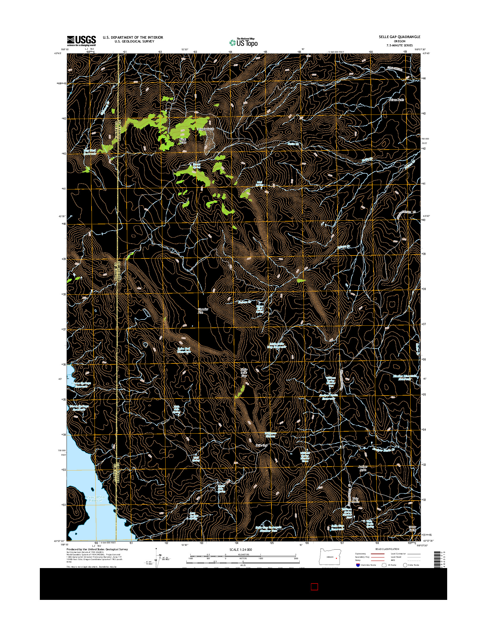 USGS US TOPO 7.5-MINUTE MAP FOR SELLE GAP, OR 2014