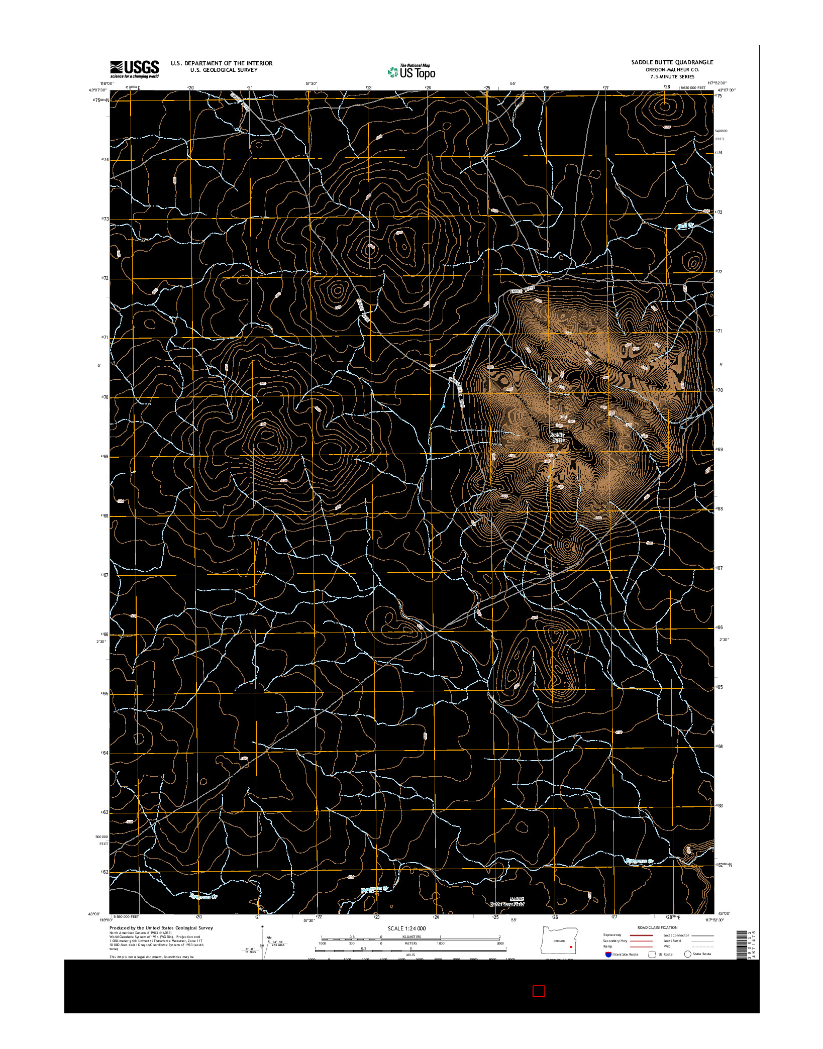 USGS US TOPO 7.5-MINUTE MAP FOR SADDLE BUTTE, OR 2014