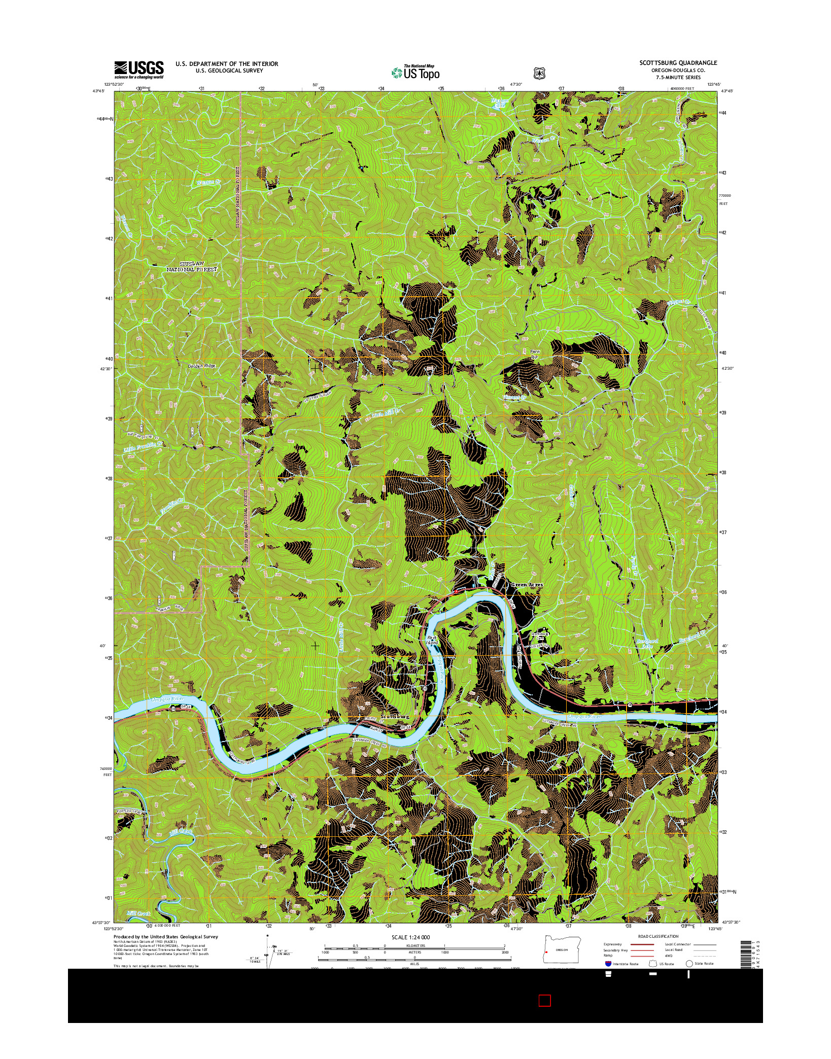USGS US TOPO 7.5-MINUTE MAP FOR SCOTTSBURG, OR 2014