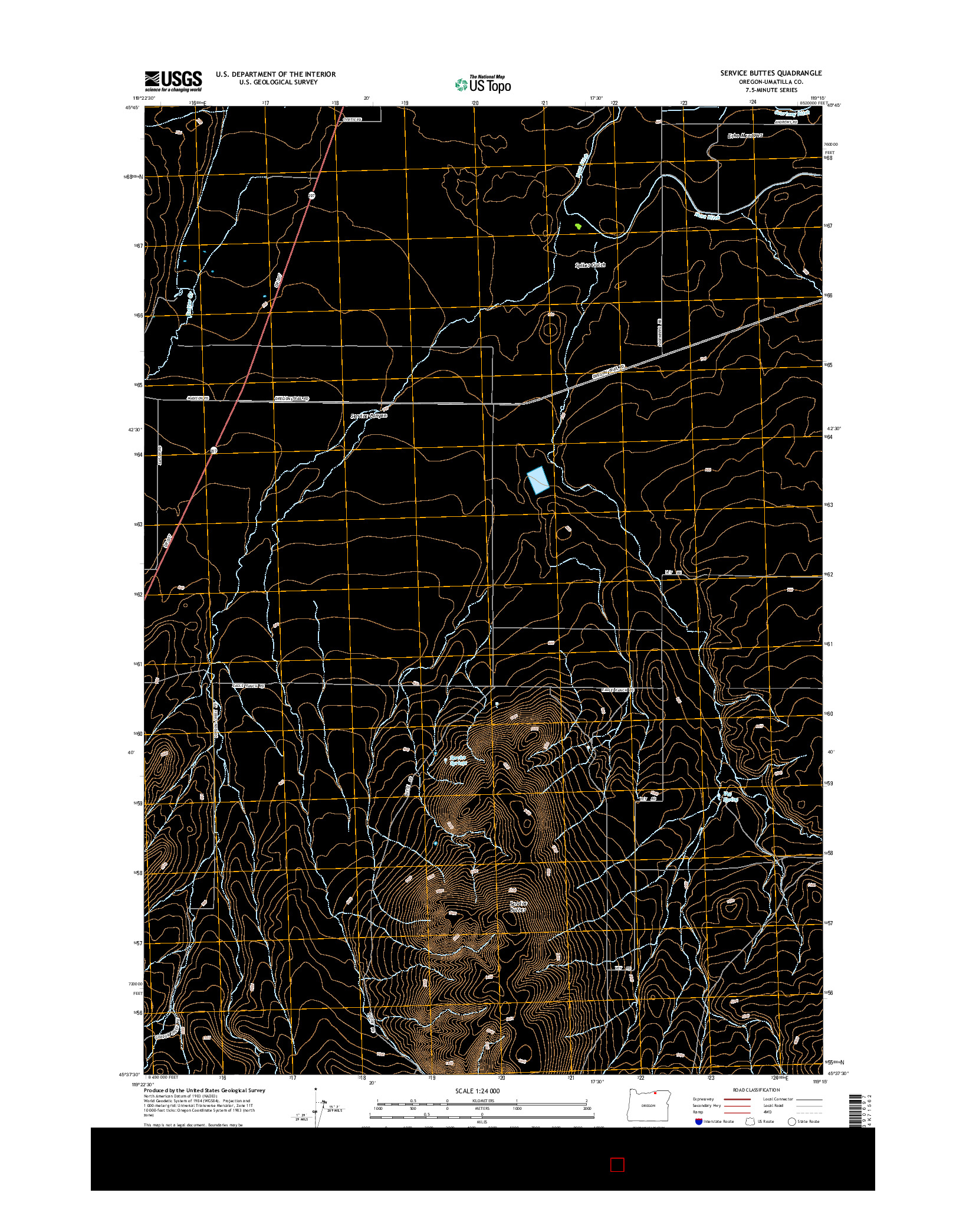USGS US TOPO 7.5-MINUTE MAP FOR SERVICE BUTTES, OR 2014