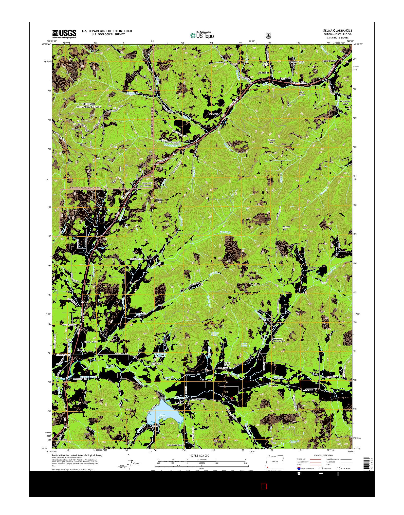 USGS US TOPO 7.5-MINUTE MAP FOR SELMA, OR 2014