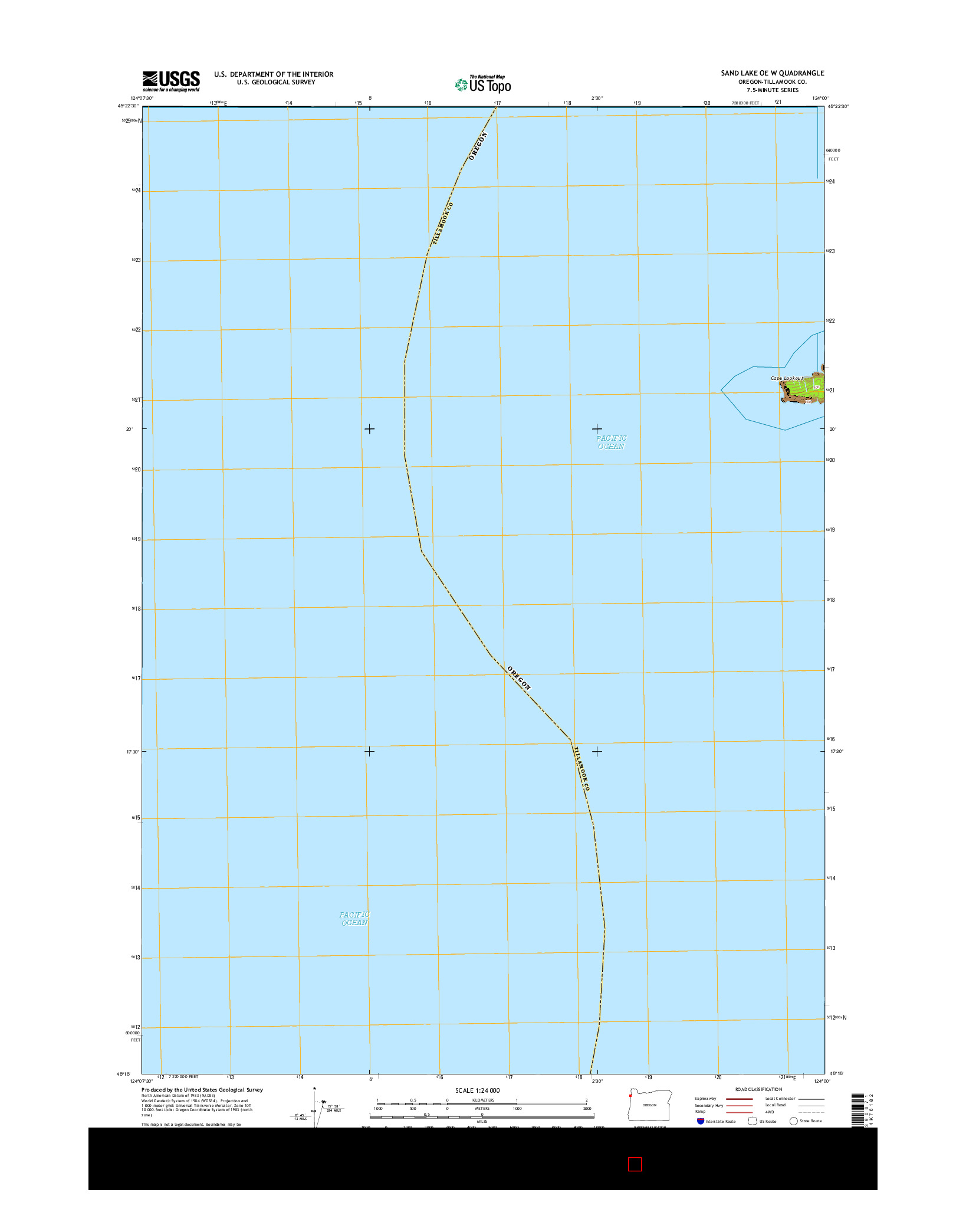 USGS US TOPO 7.5-MINUTE MAP FOR SAND LAKE OE W, OR 2014